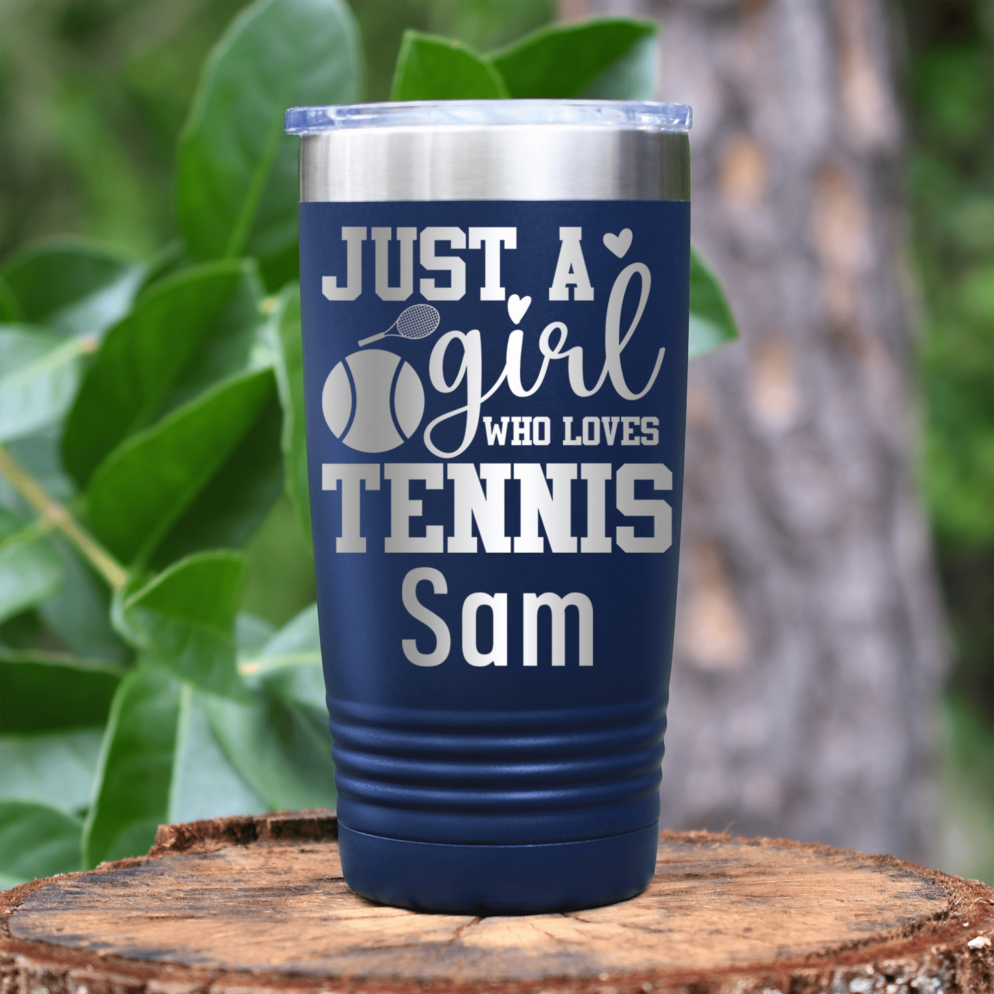 Navy Tennis For Her Tumbler With Just A Girl Loving Tennis Design