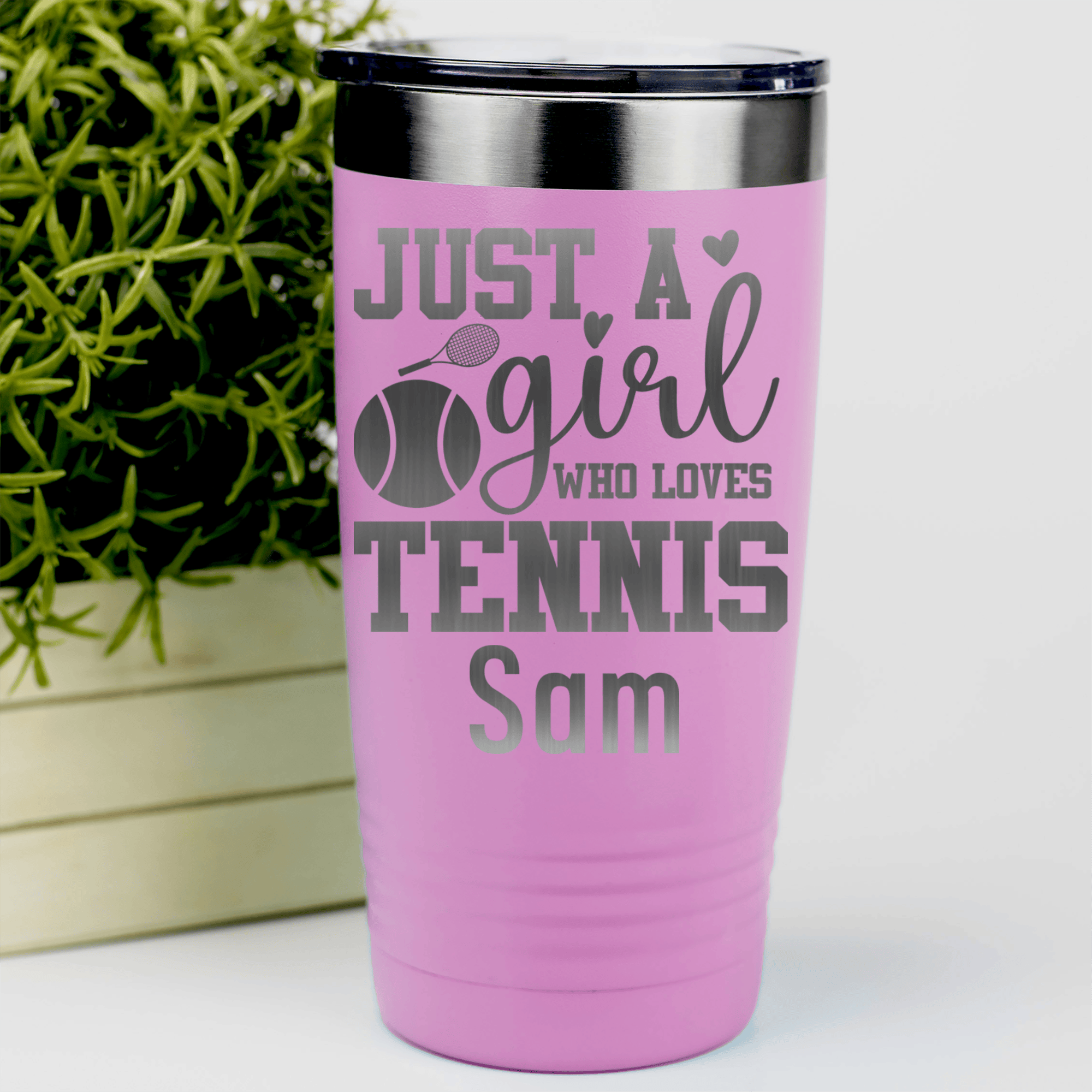 Pink Tennis For Her Tumbler With Just A Girl Loving Tennis Design