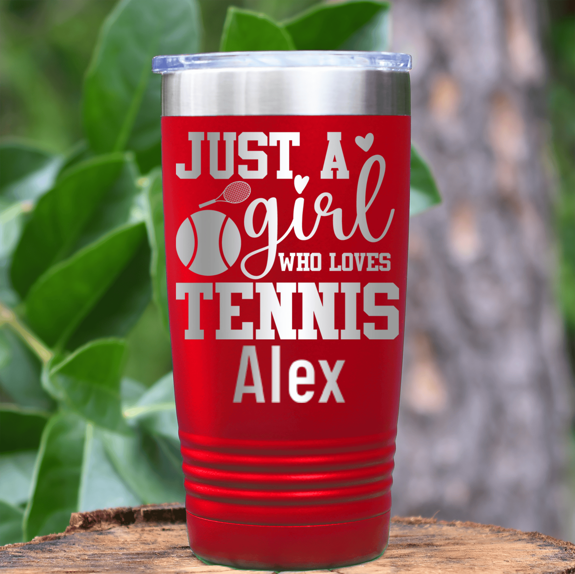 Red Tennis For Her Tumbler With Just A Girl Loving Tennis Design