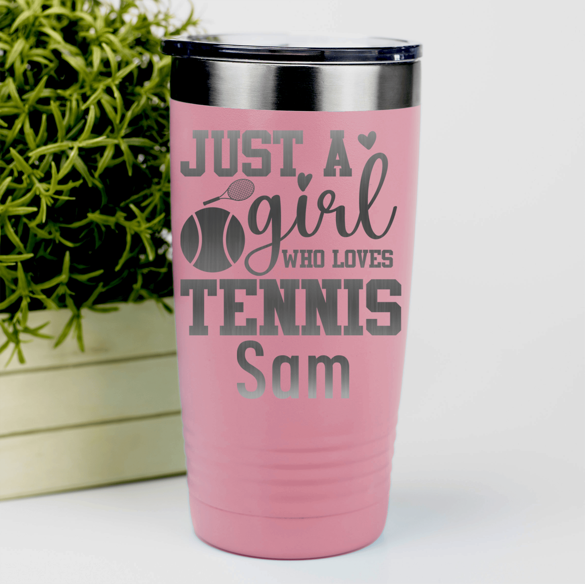 Salmon Tennis For Her Tumbler With Just A Girl Loving Tennis Design