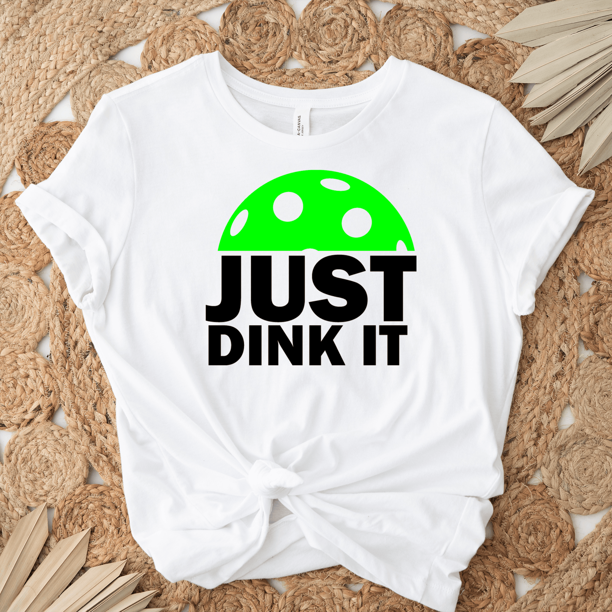 Womens White T Shirt with Just-Dink-It design