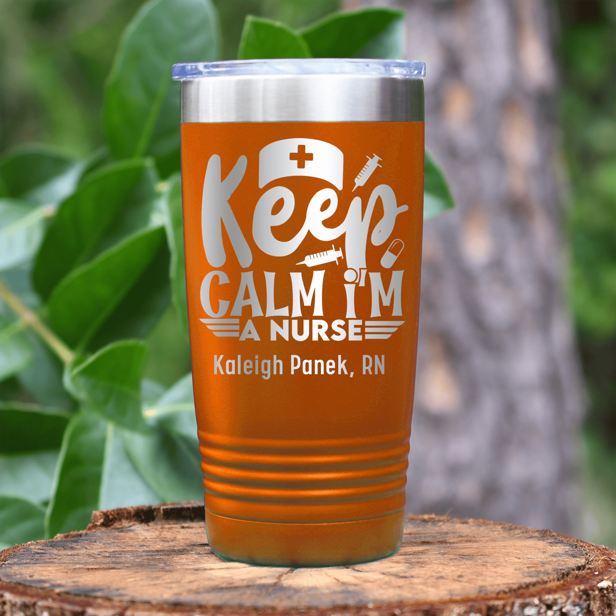 Orange Nurse Tumbler With Keep Calm Im A Nurse Design