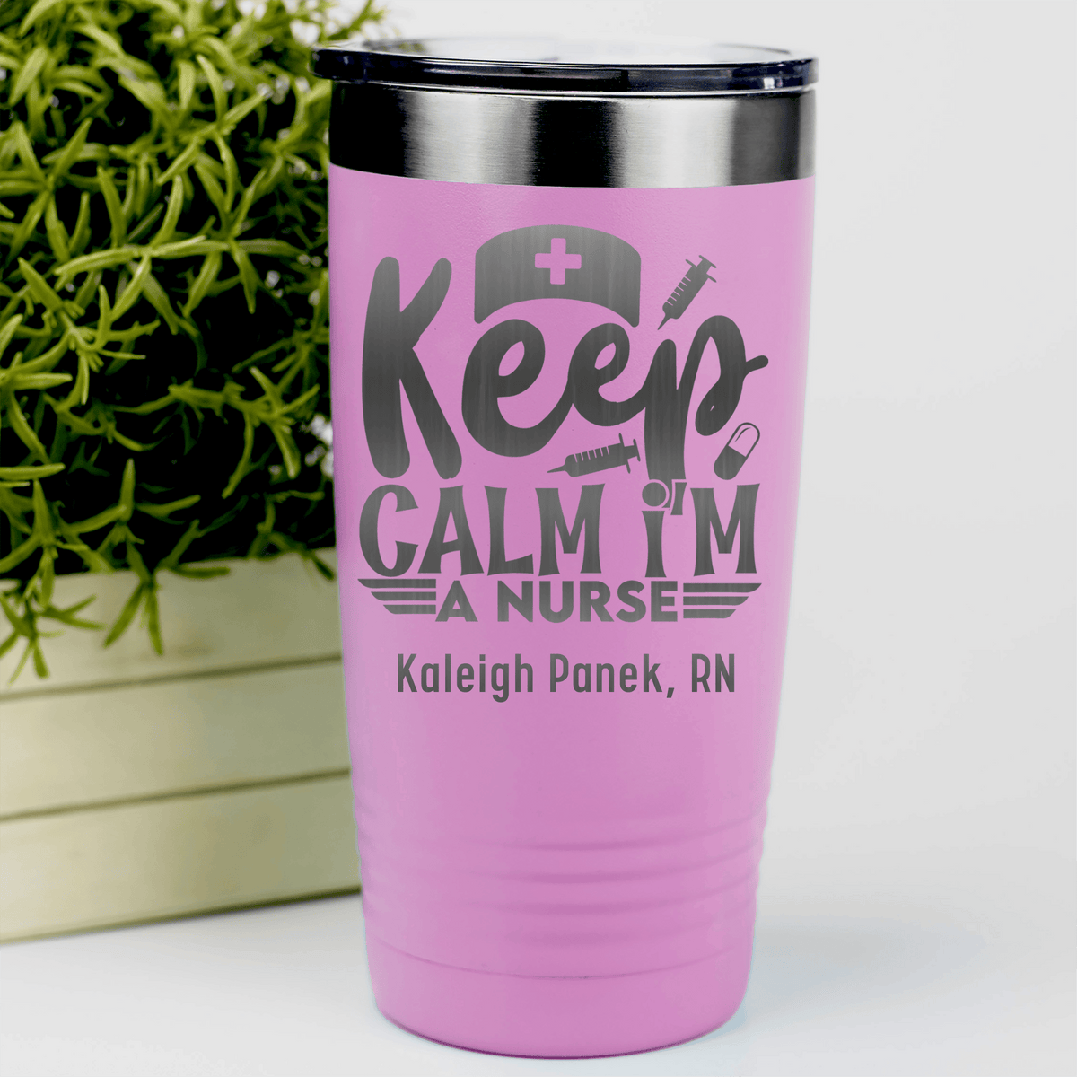 Pink Nurse Tumbler With Keep Calm Im A Nurse Design