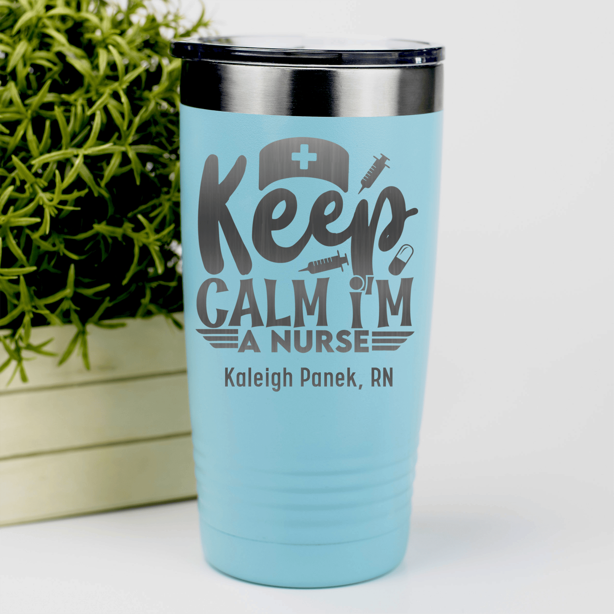 Teal Nurse Tumbler With Keep Calm Im A Nurse Design