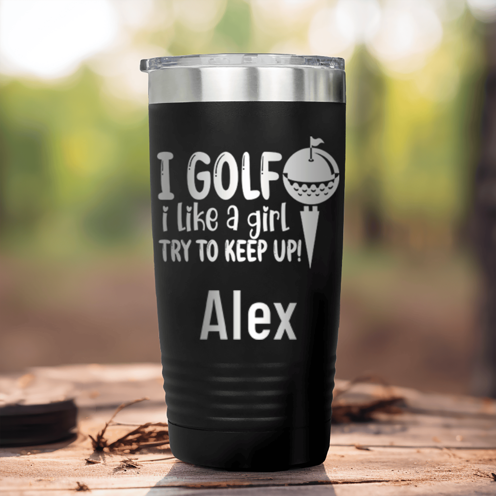 Black Golf Gifts For Her Tumbler With Keep Up With The Ladies Design