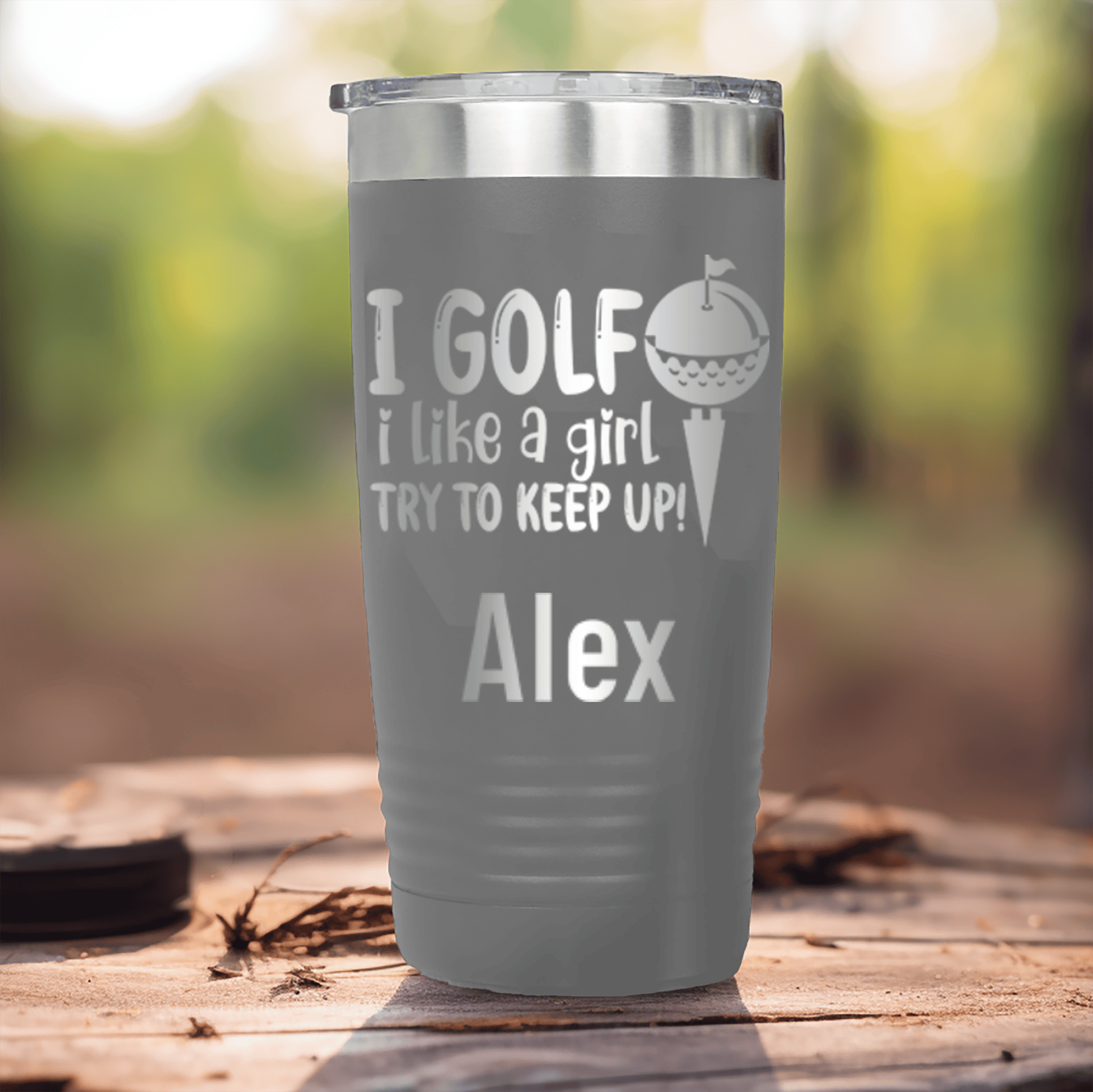 Grey Golf Gifts For Her Tumbler With Keep Up With The Ladies Design