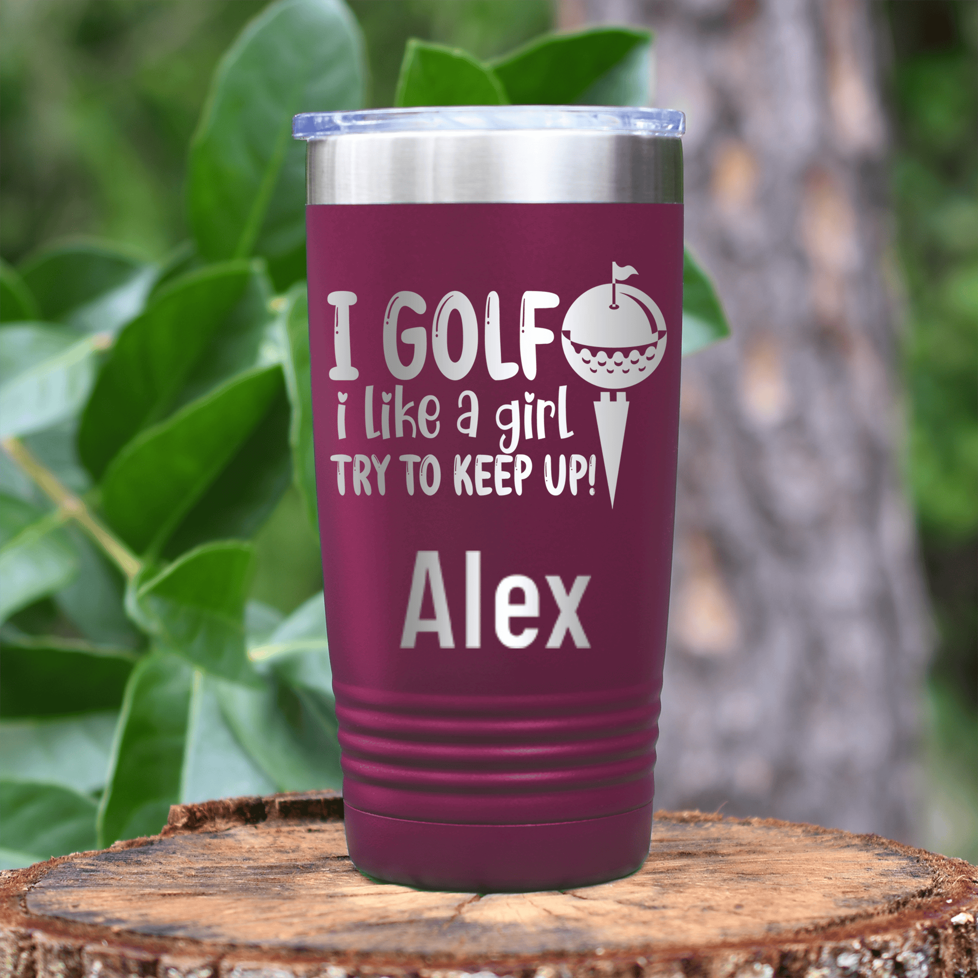 Maroon Golf Gifts For Her Tumbler With Keep Up With The Ladies Design