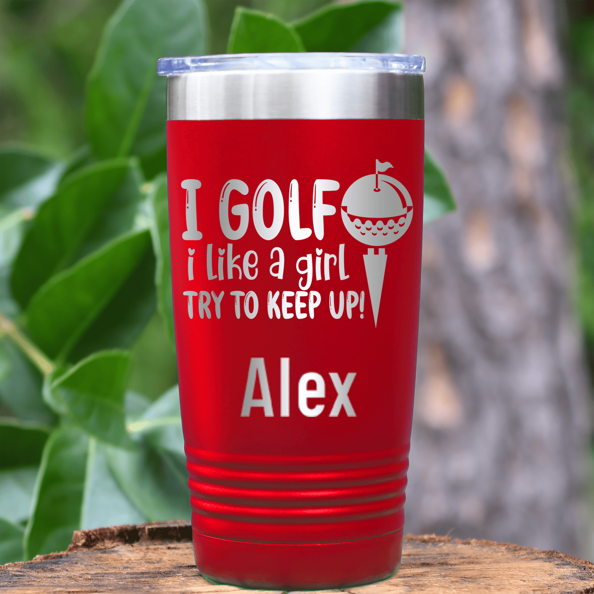 Red Golf Gifts For Her Tumbler With Keep Up With The Ladies Design