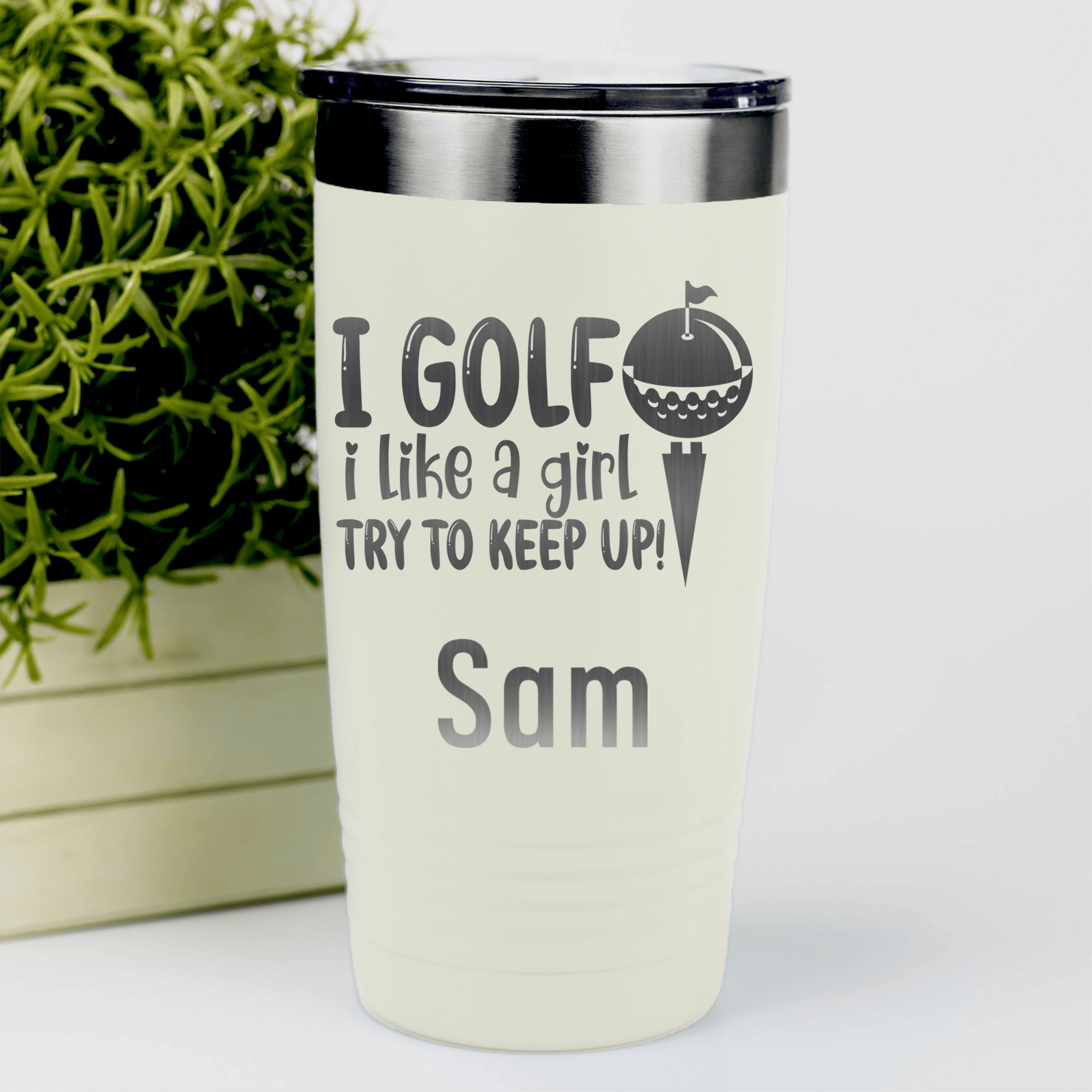 White Golf Gifts For Her Tumbler With Keep Up With The Ladies Design