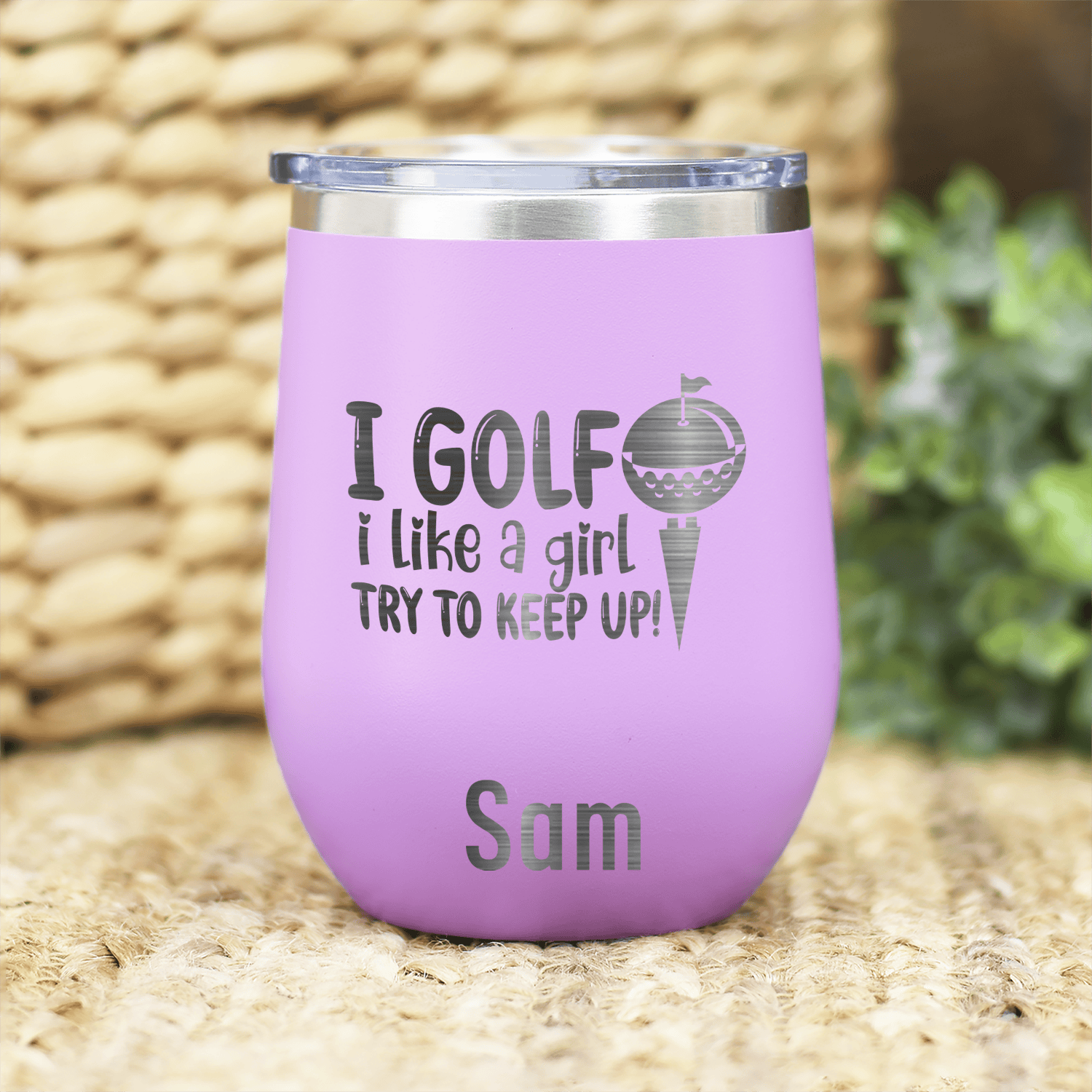 Light Purple Golf Gifts For Her Wine Tumbler With Keep Up With The Ladies Design