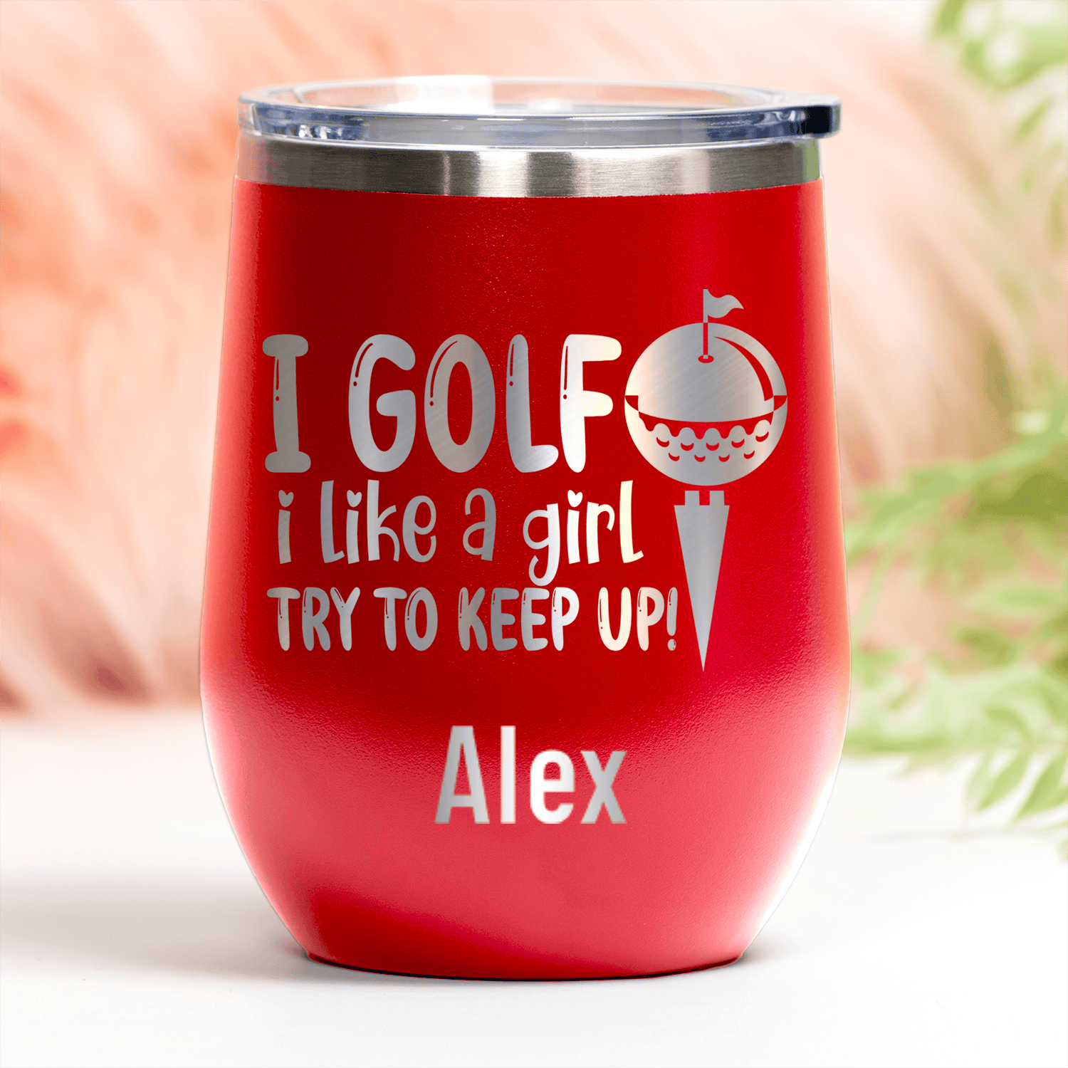 Red Golf Gifts For Her Wine Tumbler With Keep Up With The Ladies Design