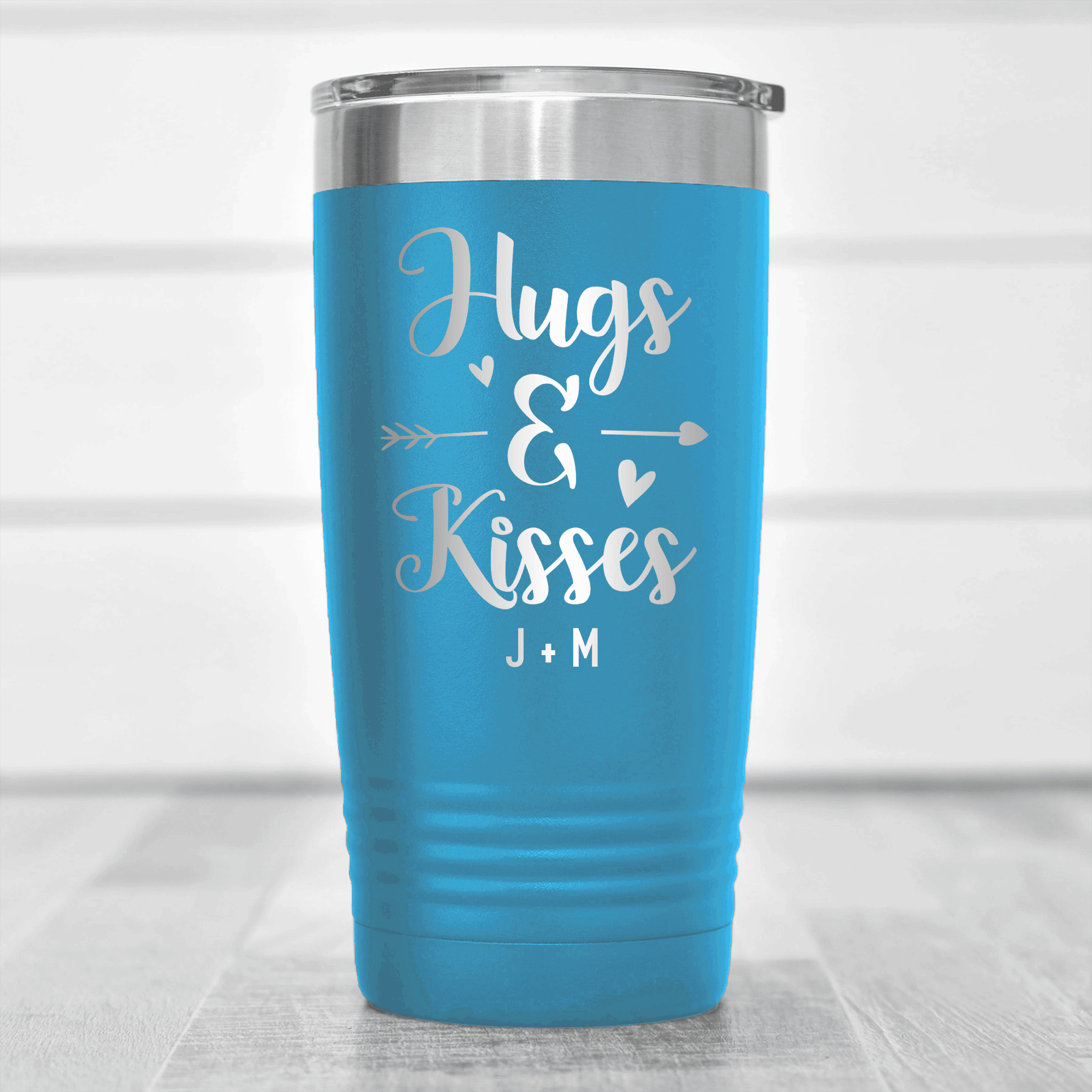 Light Blue Valentines Day Tumbler With Kisses For My Valentine Design