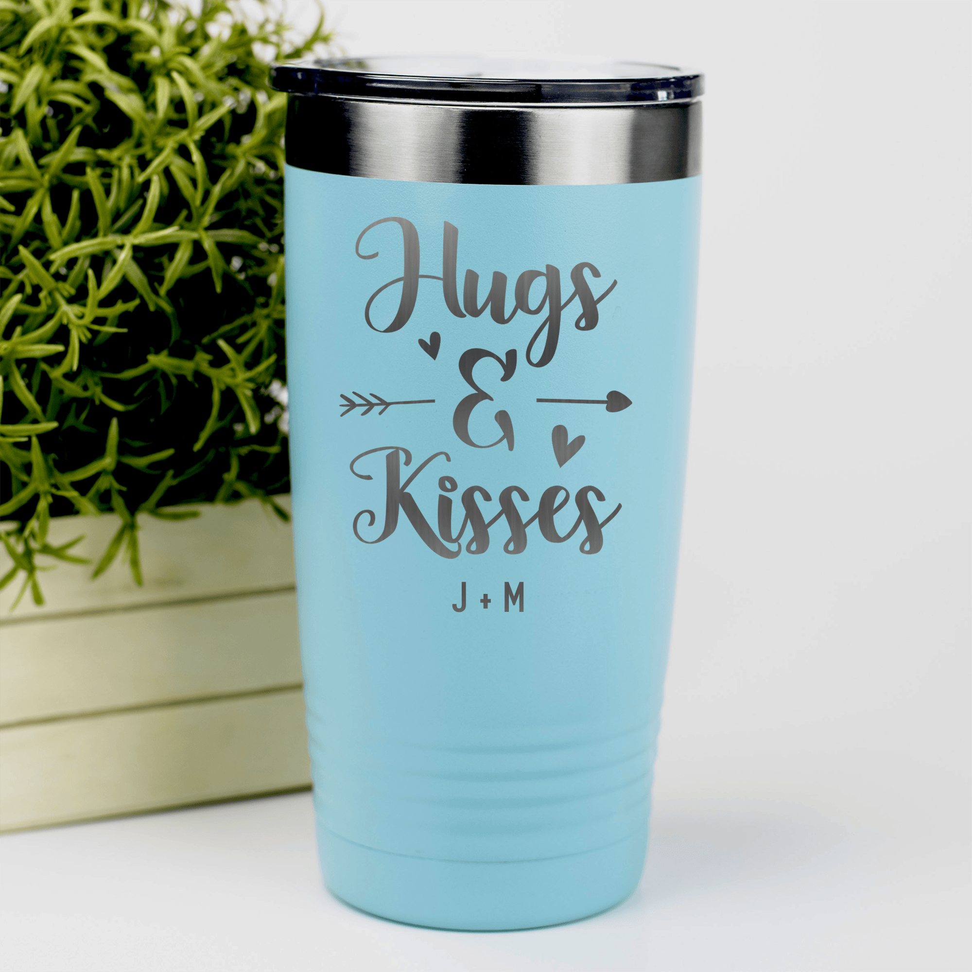 Teal Valentines Day Tumbler With Kisses For My Valentine Design