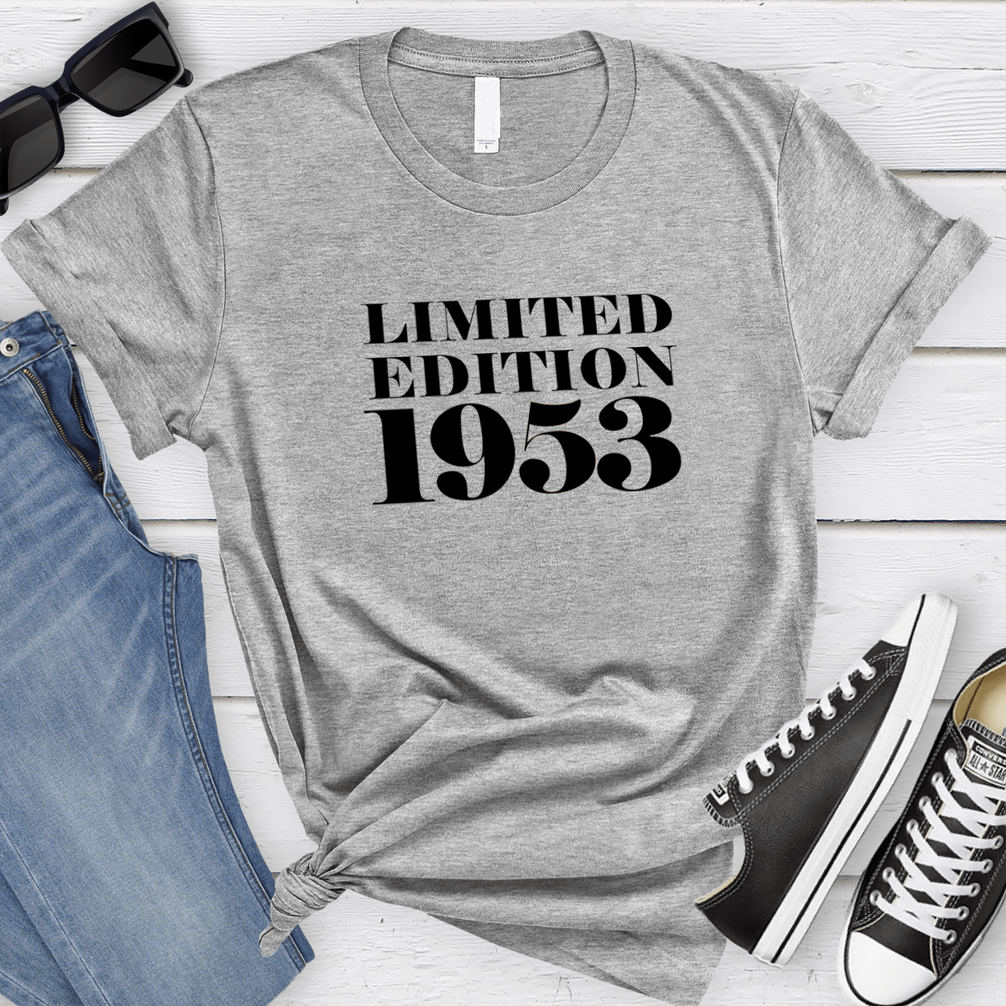 Womens Grey T Shirt with Limited-Edition-1953 design