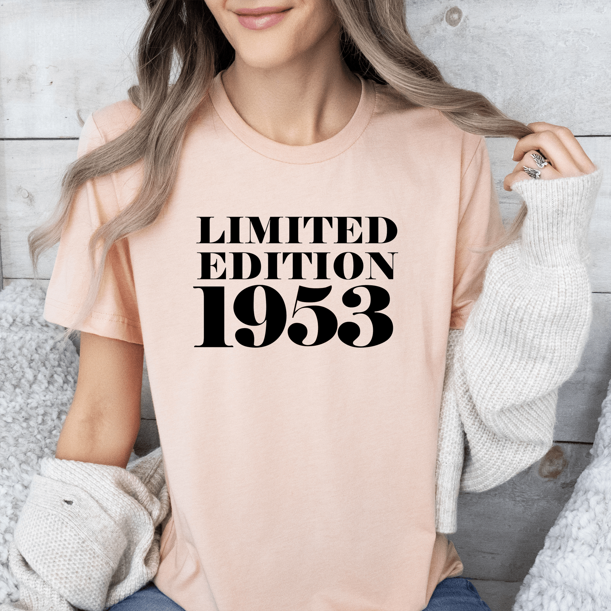 Womens Heather Peach T Shirt with Limited-Edition-1953 design