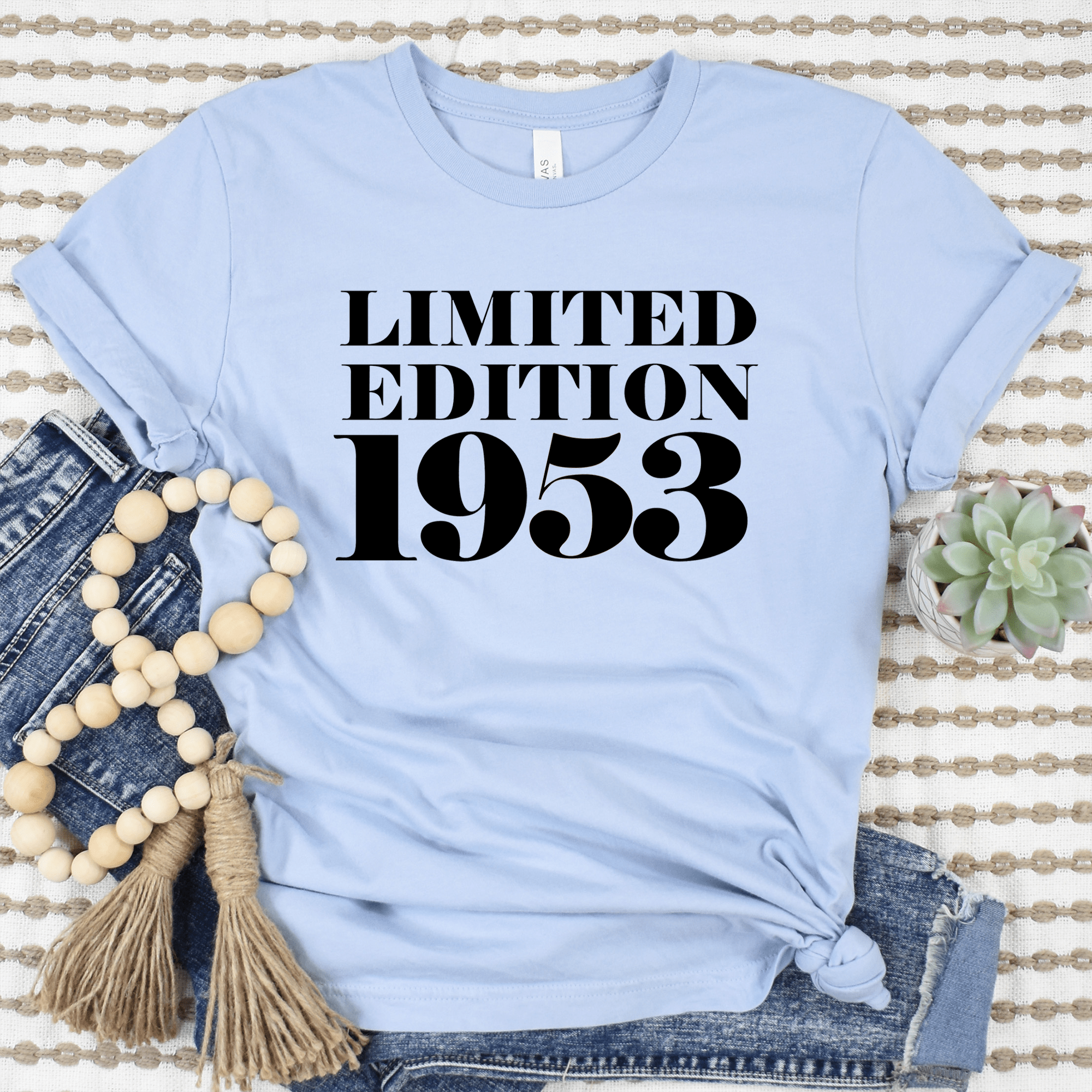 Womens Light Blue T Shirt with Limited-Edition-1953 design