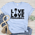 Womens Light Blue T Shirt with Live-Love-Pickle design