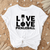 Womens White T Shirt with Live-Love-Pickle design