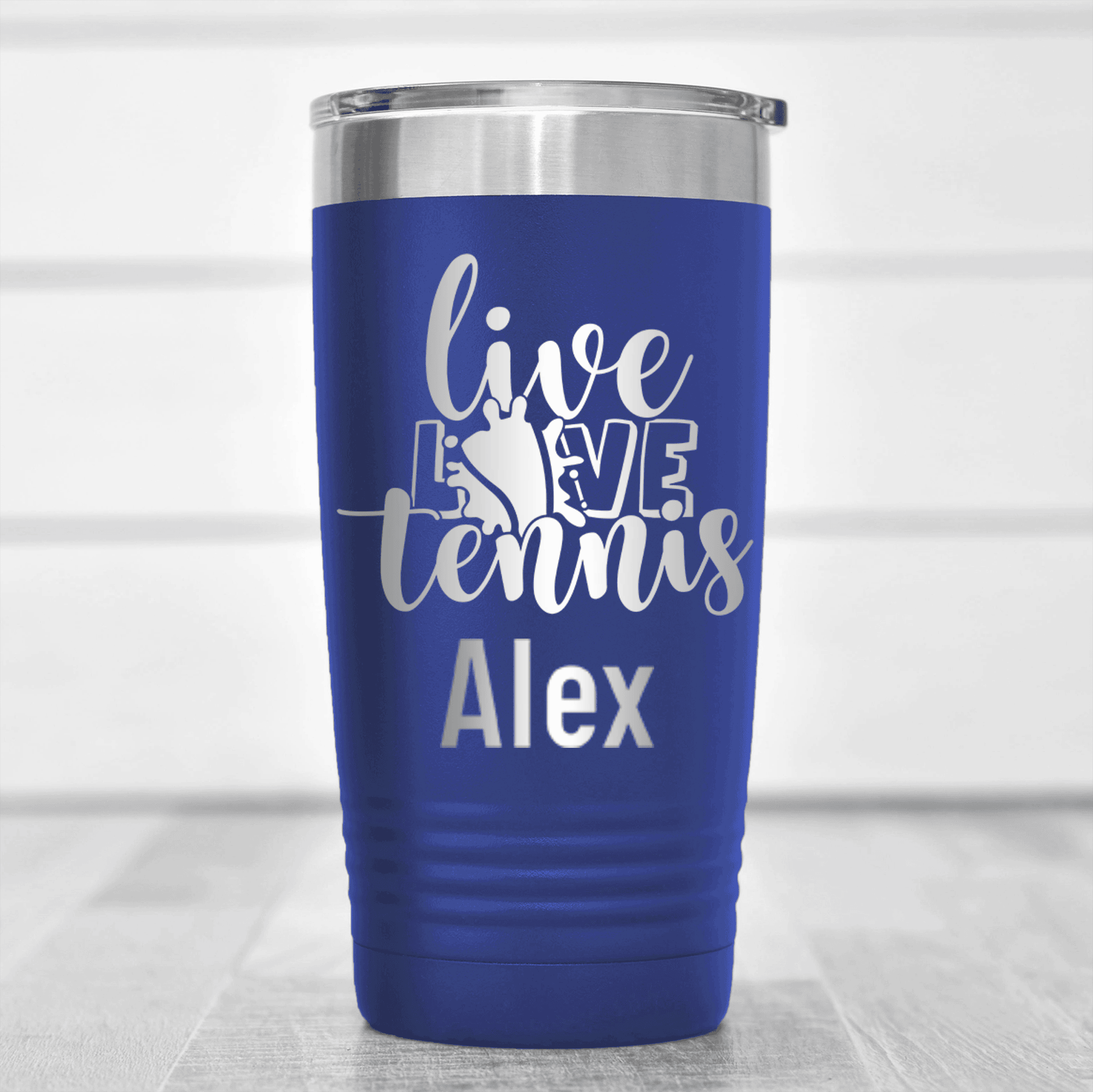 Blue Tennis For Her Tumbler With Live Love Tennis Design