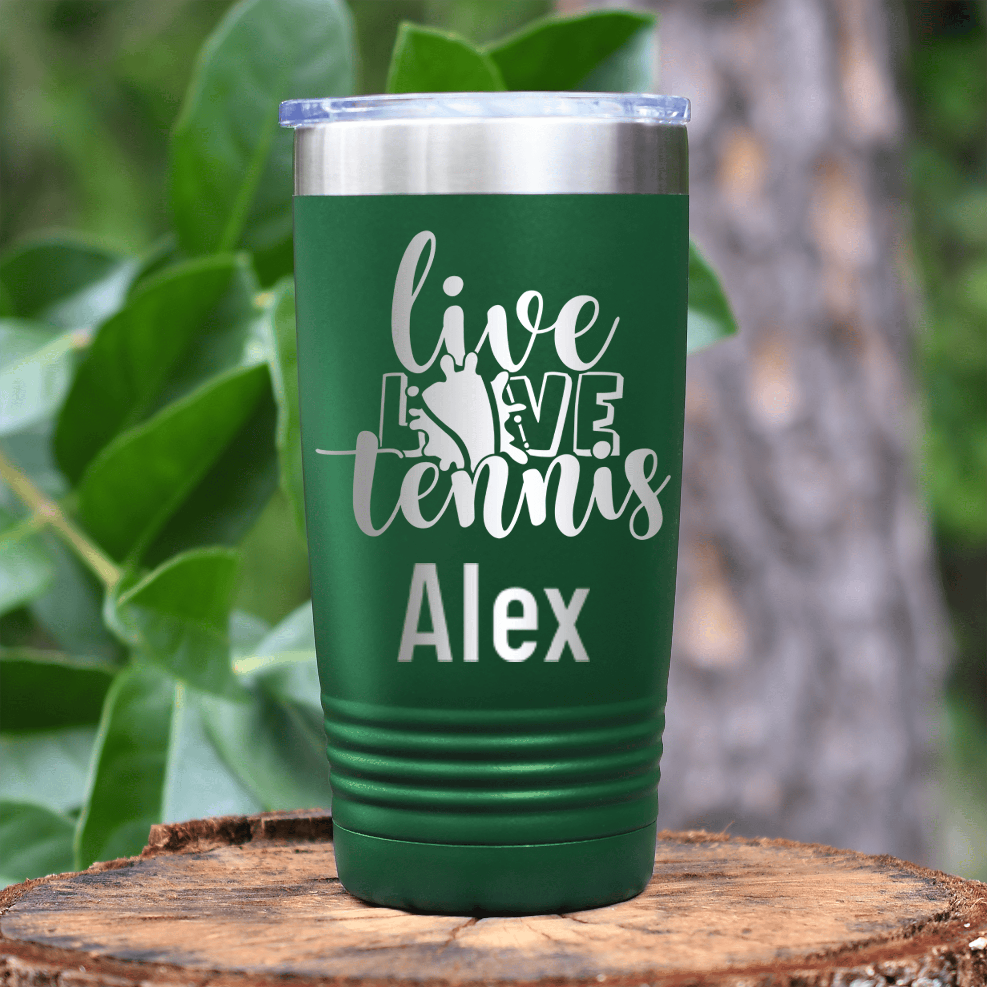 Green Tennis For Her Tumbler With Live Love Tennis Design