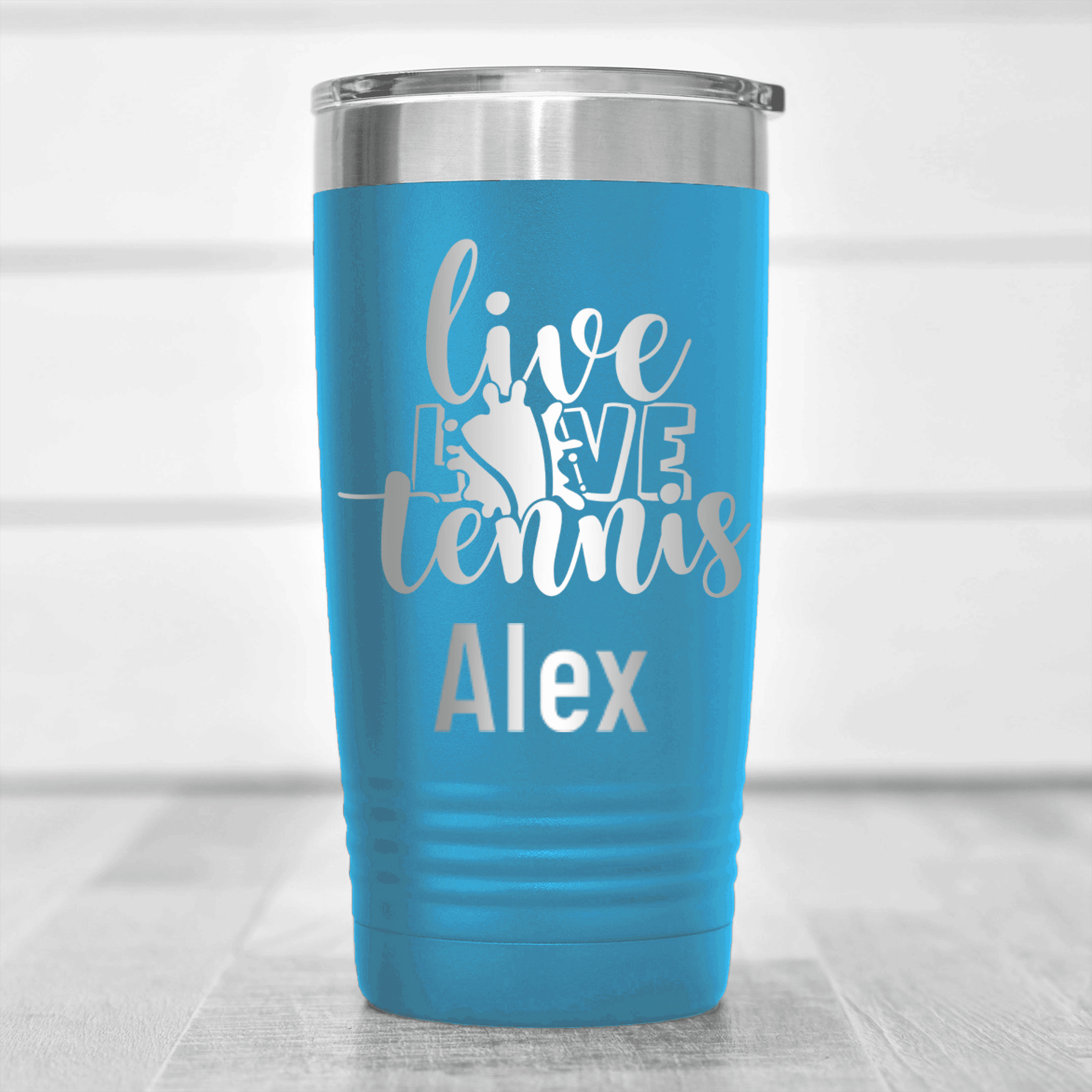 Light Blue Tennis For Her Tumbler With Live Love Tennis Design