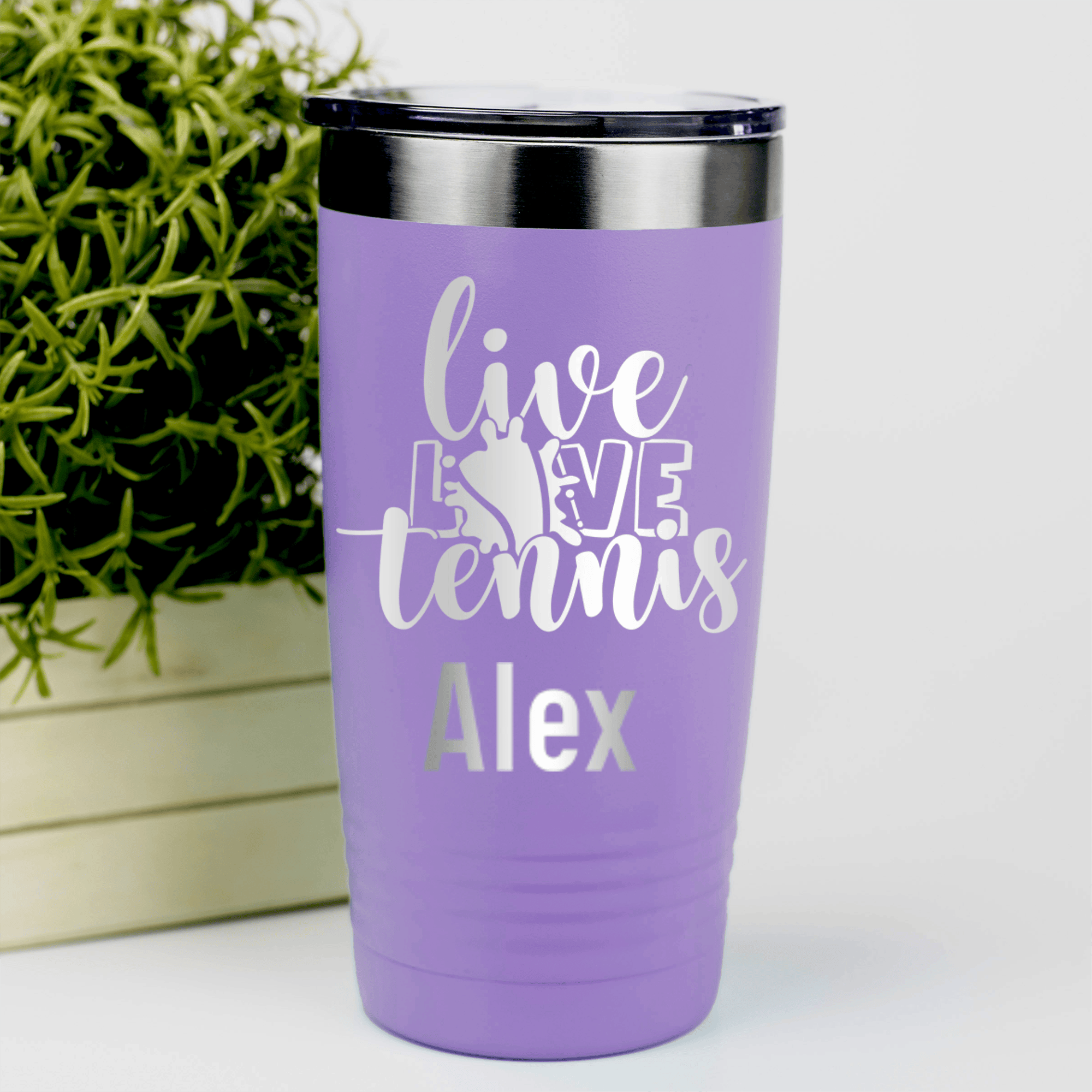 Light Purple Tennis For Her Tumbler With Live Love Tennis Design