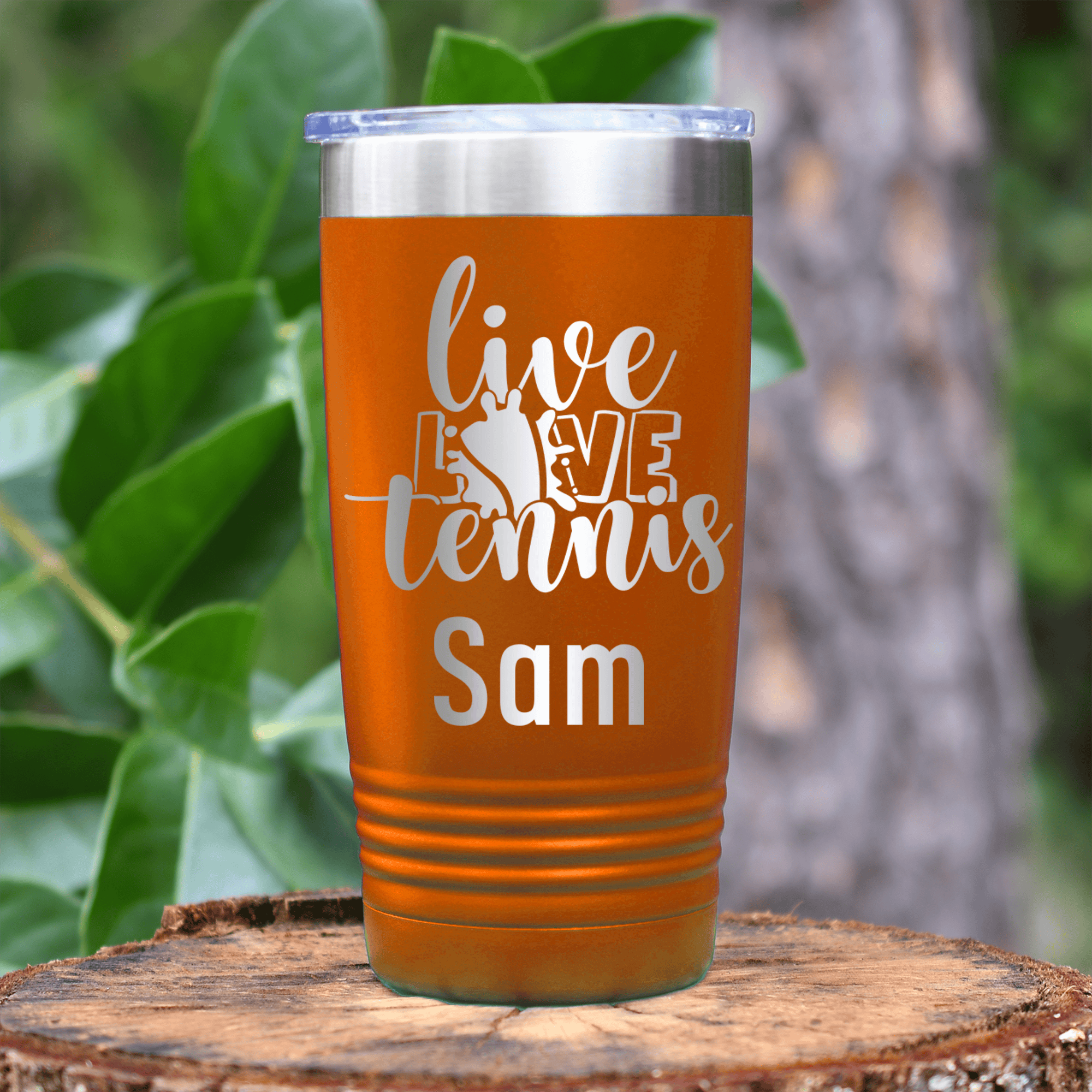 Orange Tennis For Her Tumbler With Live Love Tennis Design