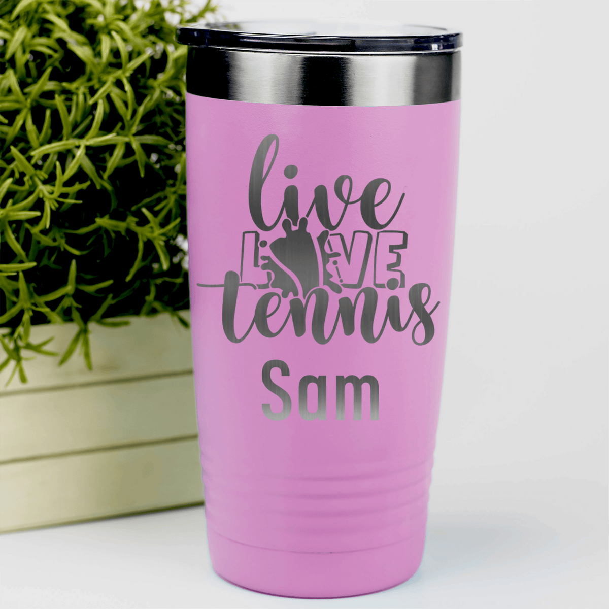 Pink Tennis For Her Tumbler With Live Love Tennis Design