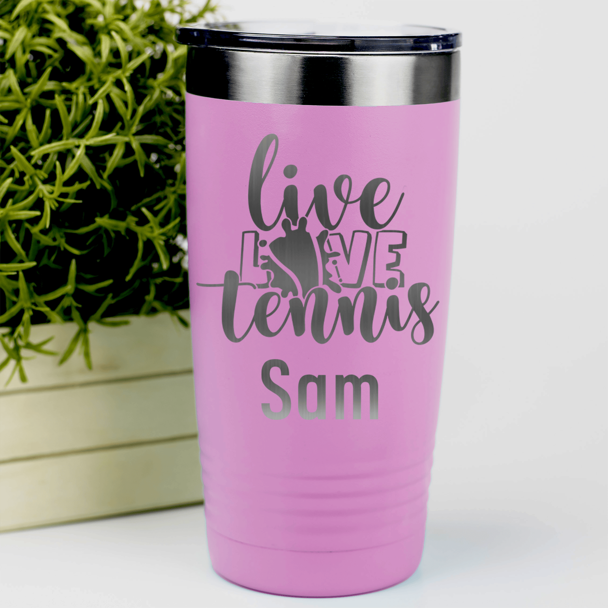 Pink Tennis For Her Tumbler With Live Love Tennis Design