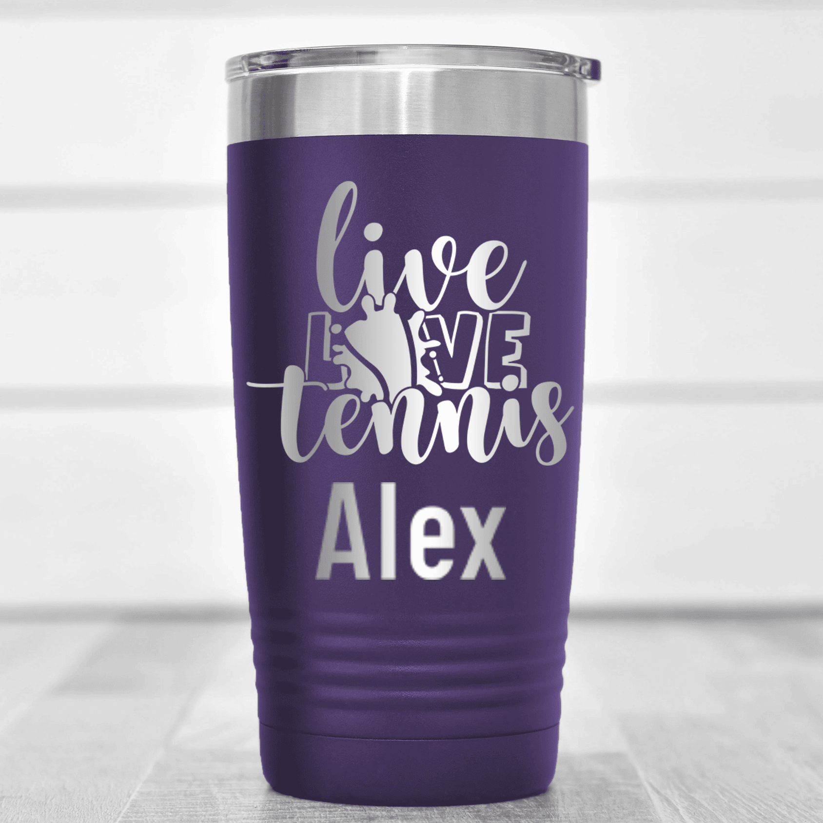 Purple Tennis For Her Tumbler With Live Love Tennis Design