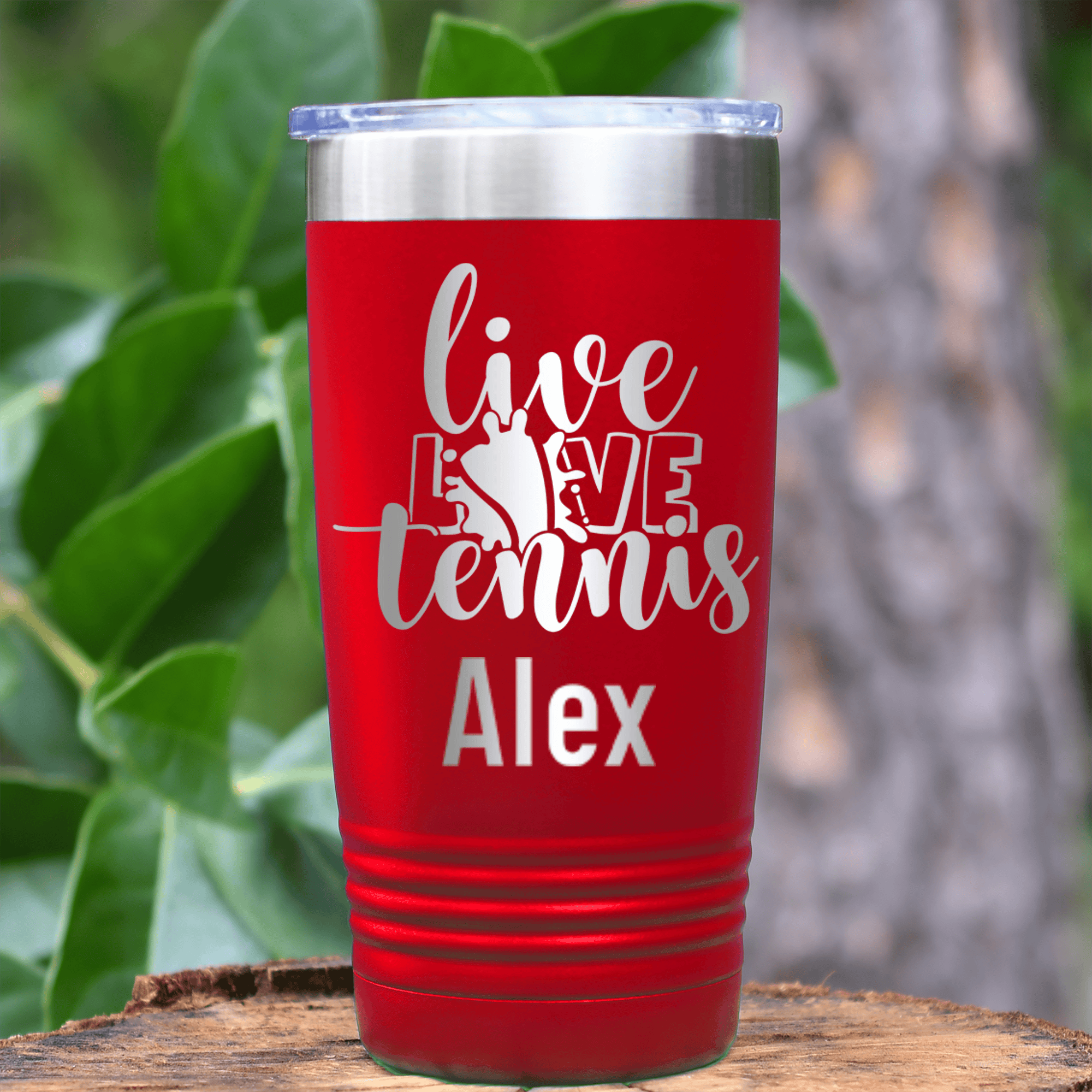 Red Tennis For Her Tumbler With Live Love Tennis Design