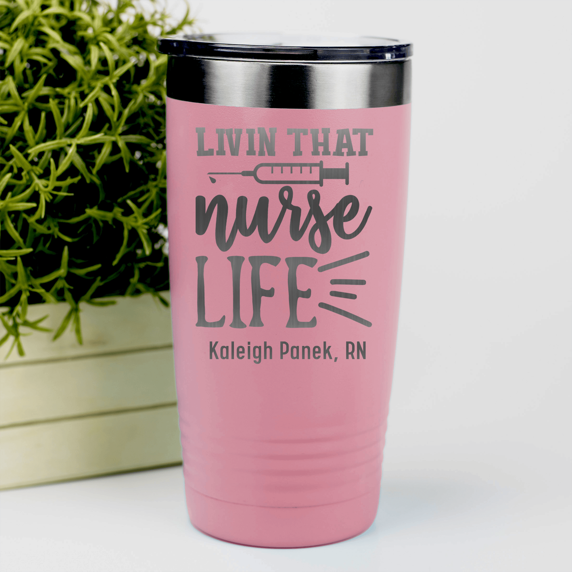 Salmon Nurse Tumbler With Living That Nurse Life Design