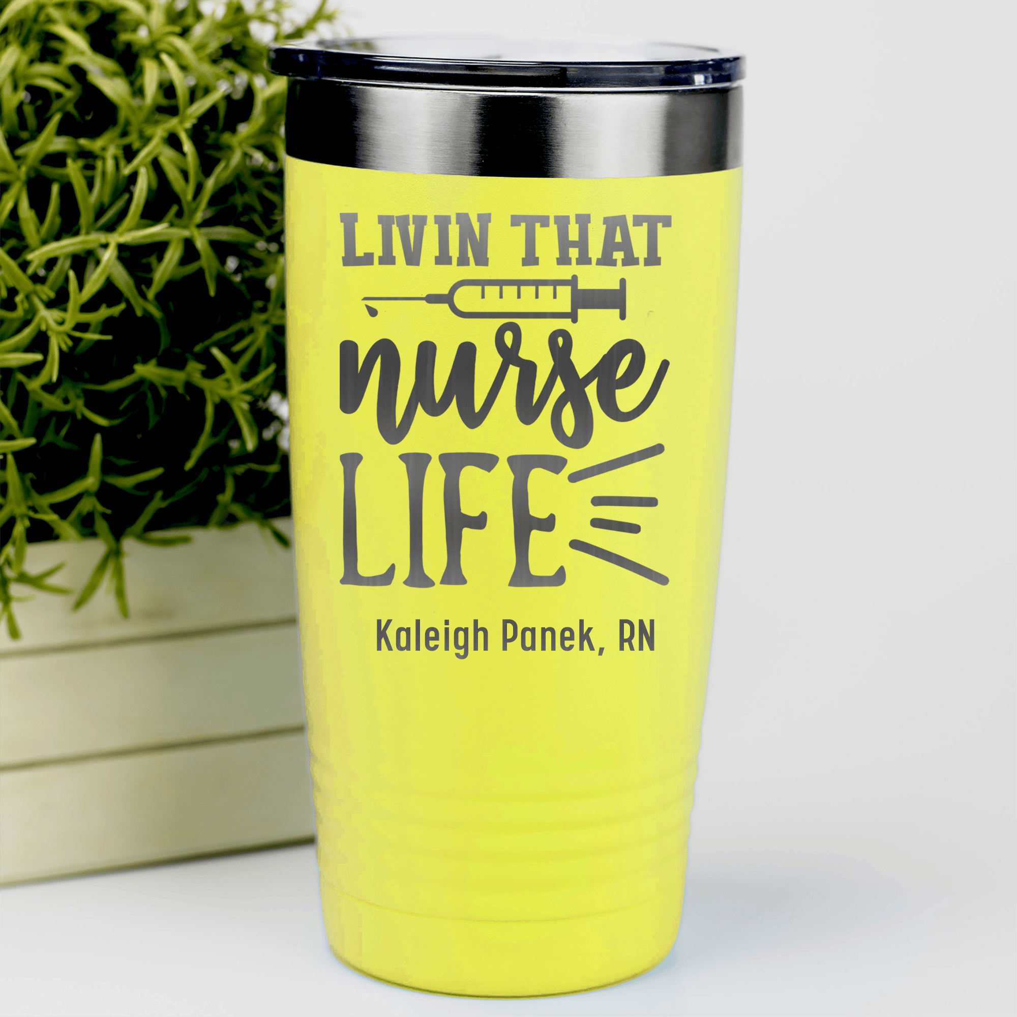 Yellow Nurse Tumbler With Living That Nurse Life Design