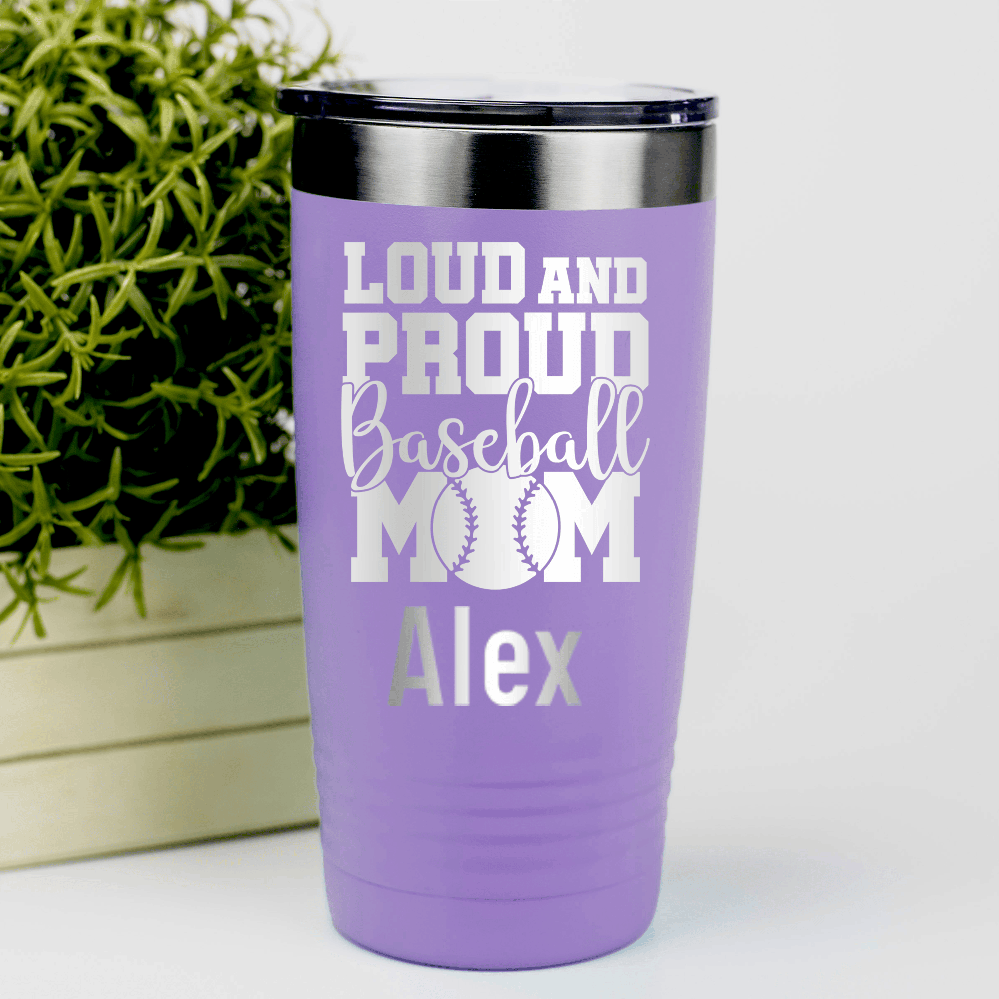 Light Purple Baseball Mom Tumbler With Loud Baseball Mom Alert Design