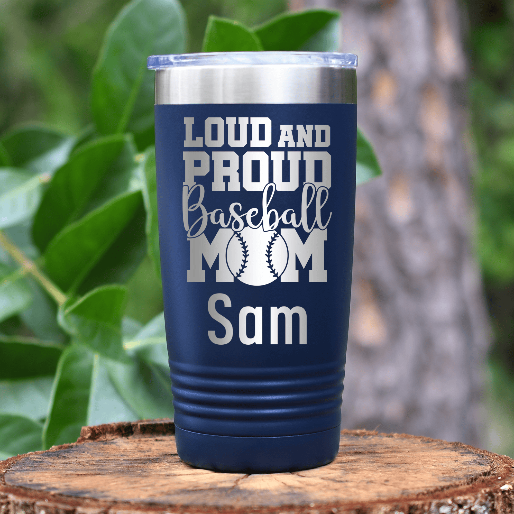 Navy Baseball Mom Tumbler With Loud Baseball Mom Alert Design