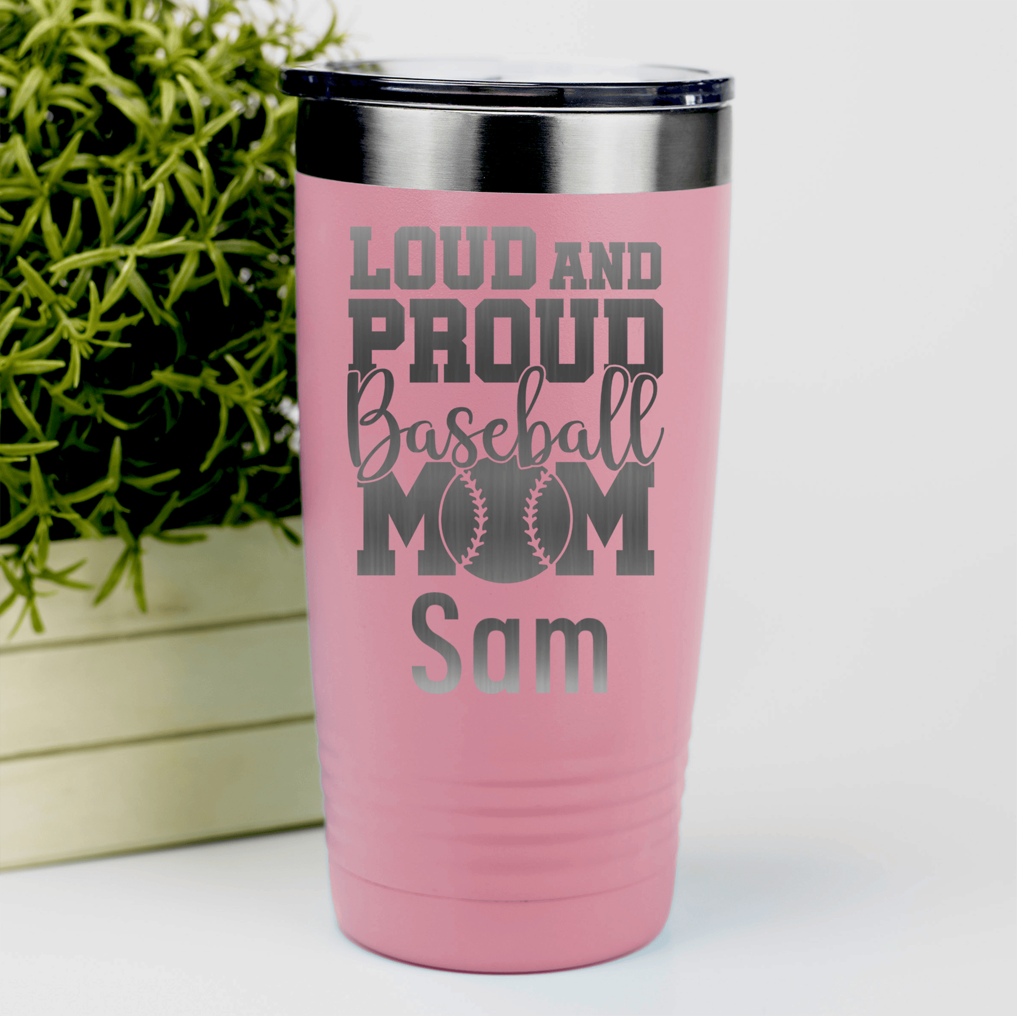 Salmon Baseball Mom Tumbler With Loud Baseball Mom Alert Design