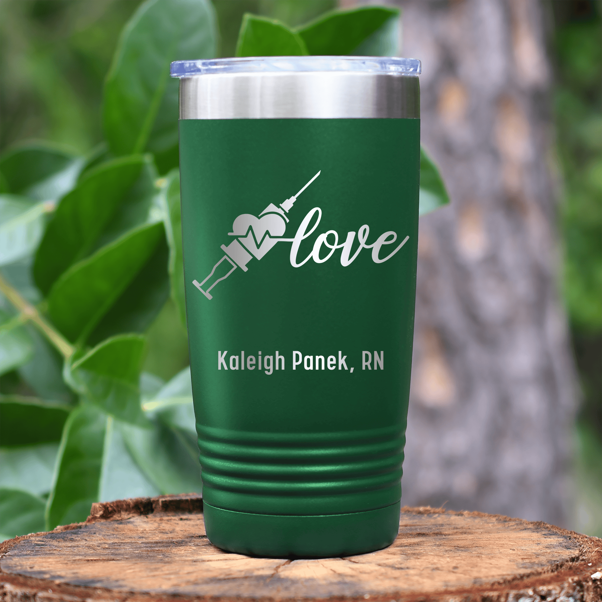 Green Nurse Tumbler With Love Nurse Design