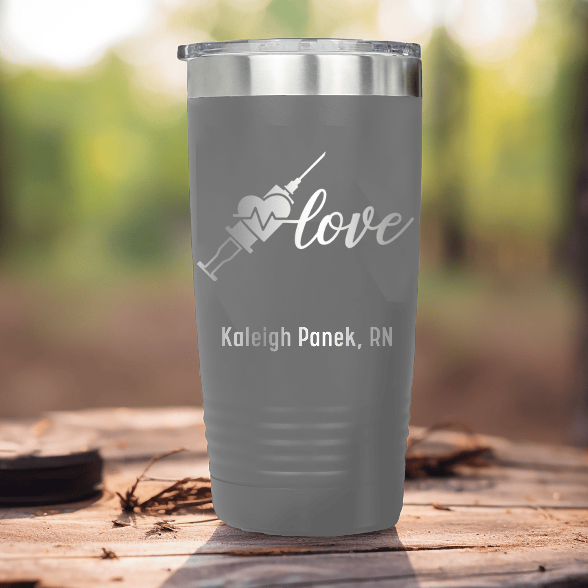 Grey Nurse Tumbler With Love Nurse Design