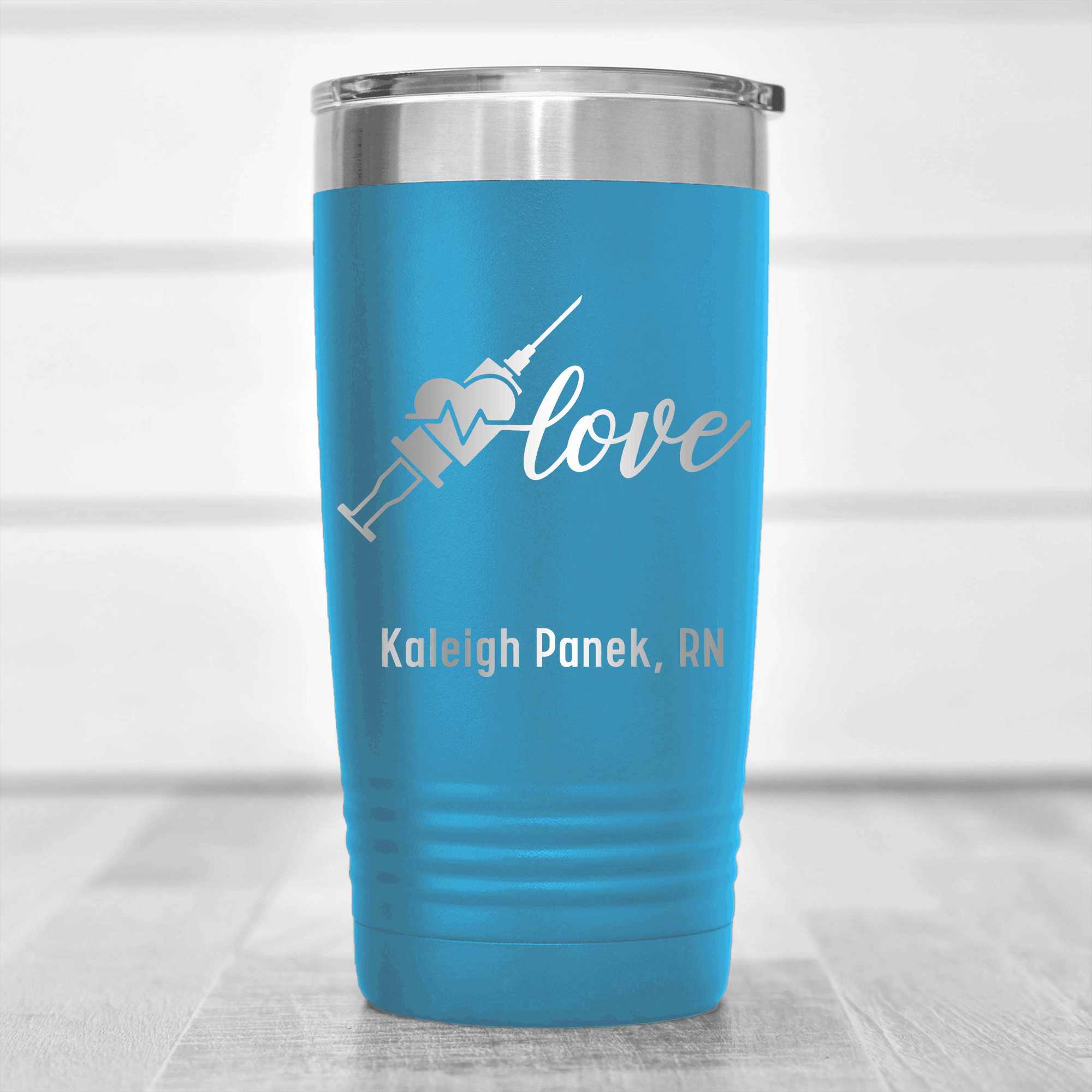 Light Blue Nurse Tumbler With Love Nurse Design