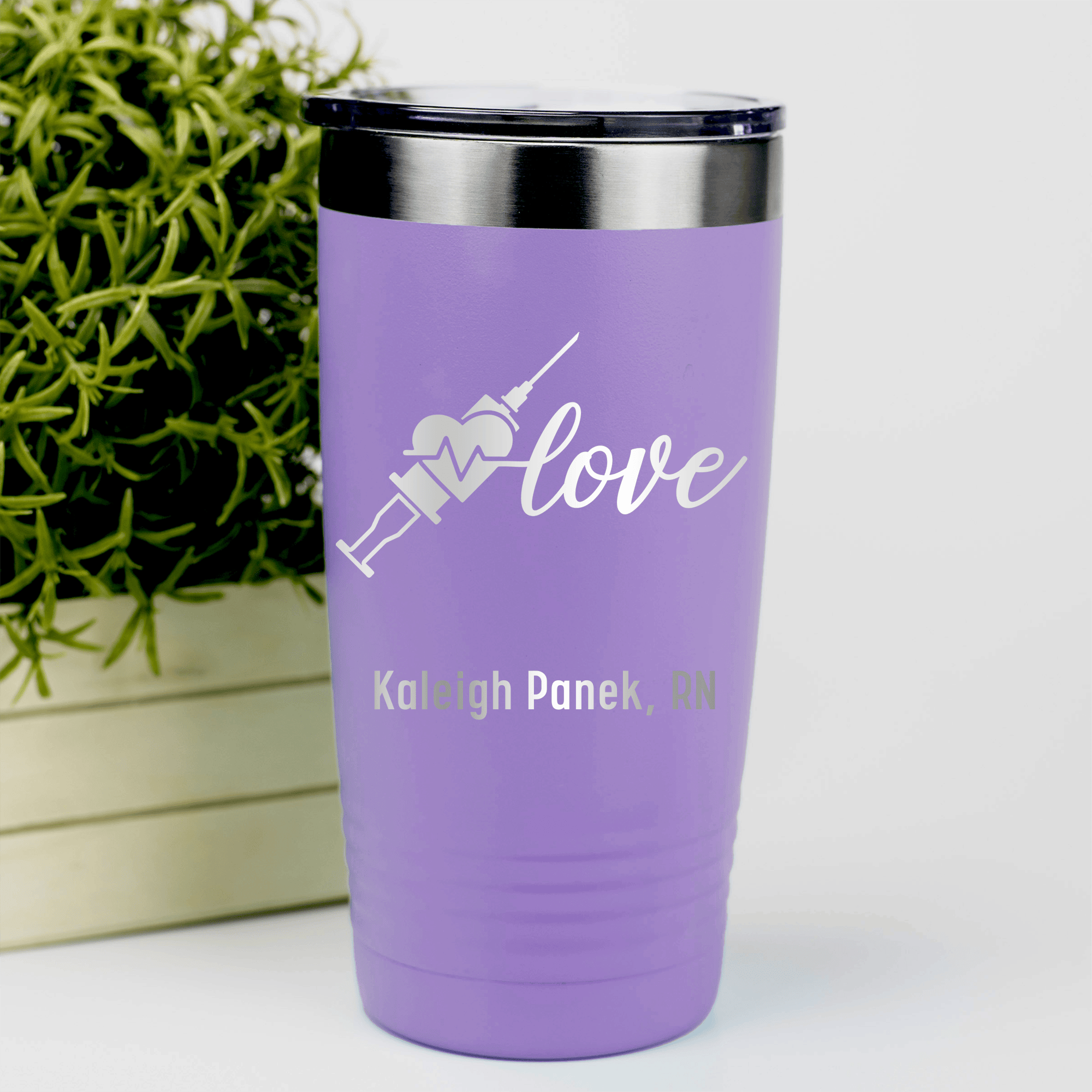 Light Purple Nurse Tumbler With Love Nurse Design