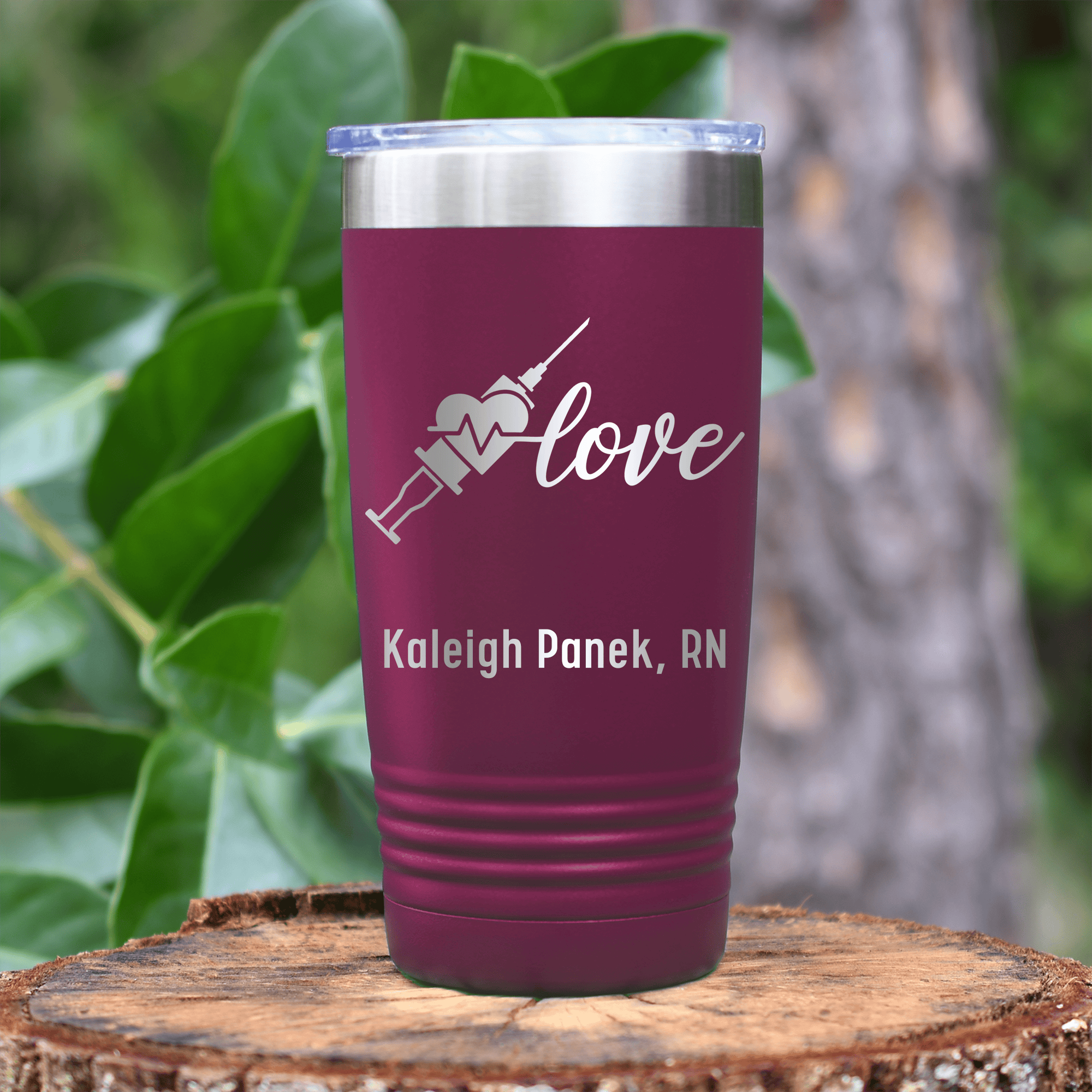 Maroon Nurse Tumbler With Love Nurse Design