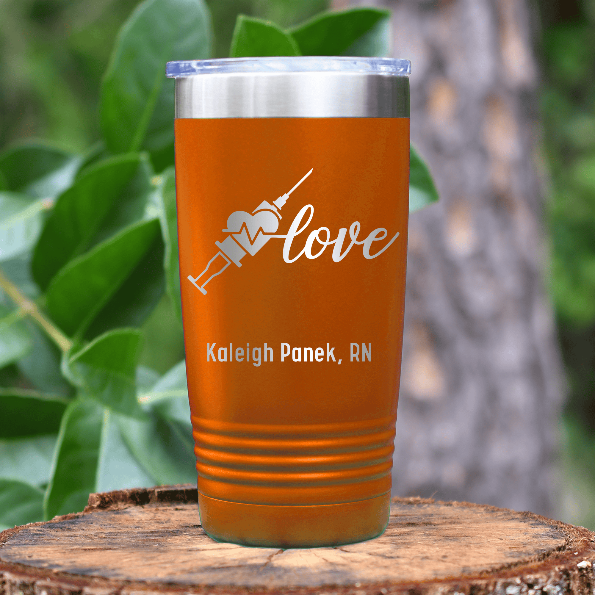 Orange Nurse Tumbler With Love Nurse Design