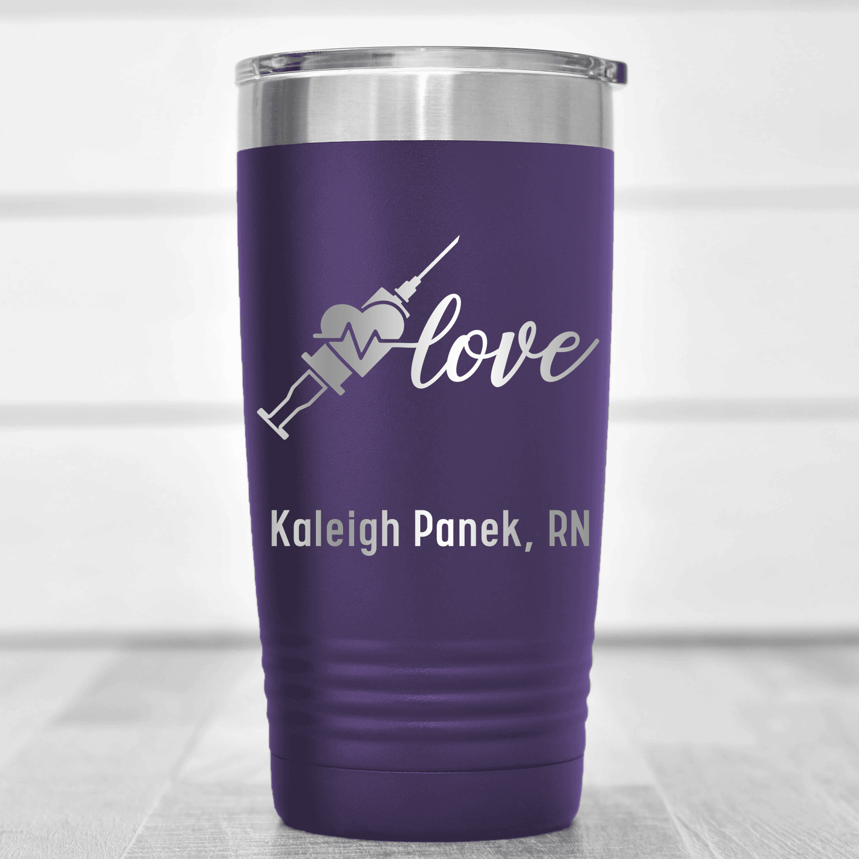 Purple Nurse Tumbler With Love Nurse Design