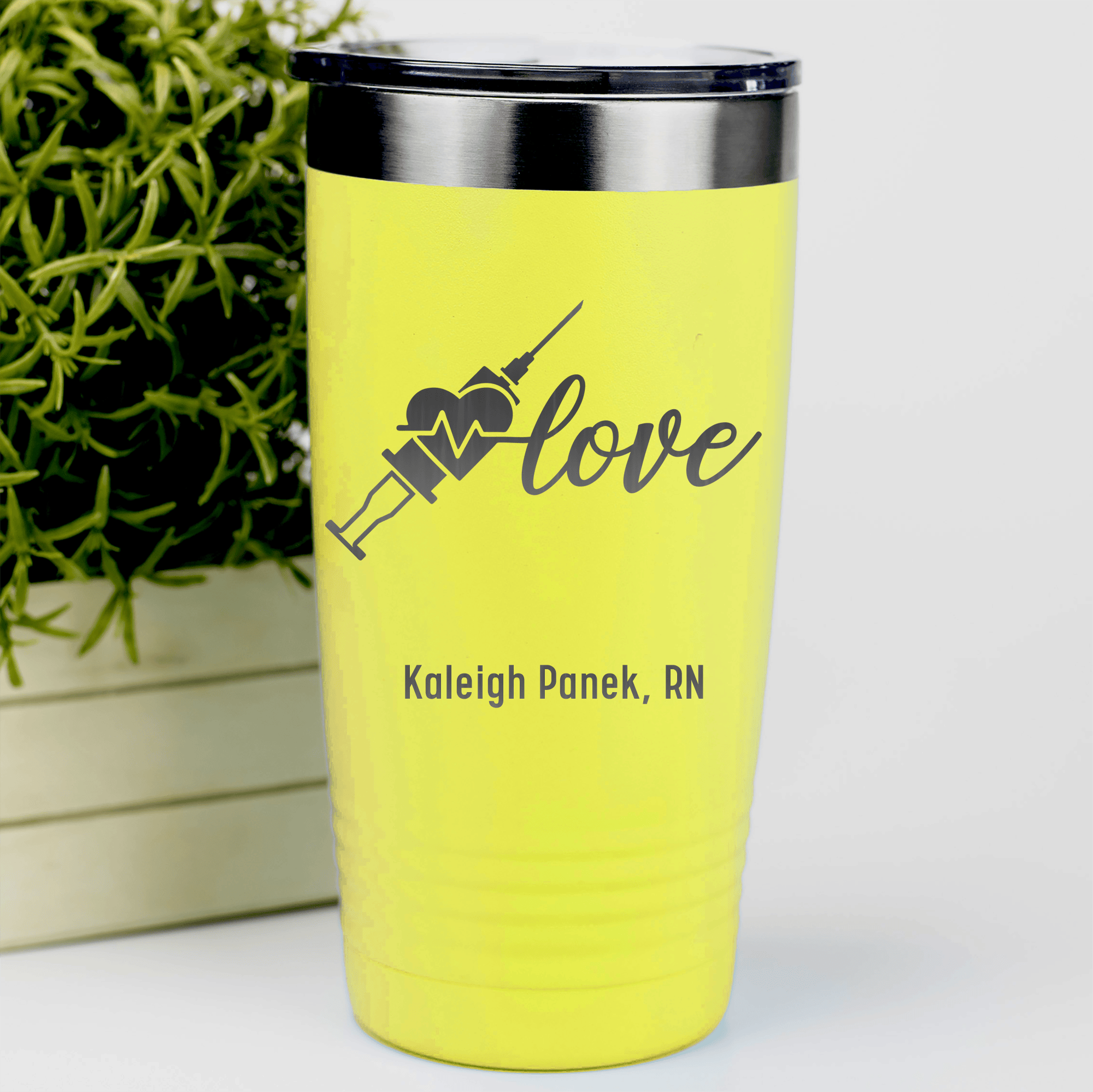 Yellow Nurse Tumbler With Love Nurse Design