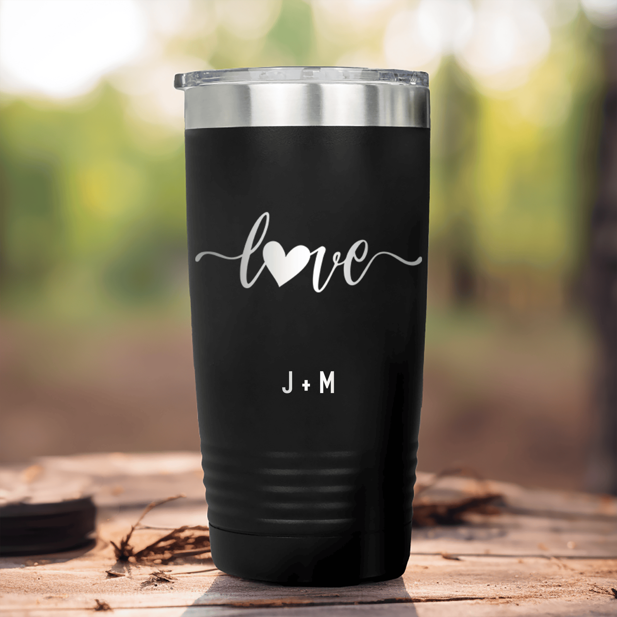 Black Valentines Day Tumbler With Love Script Design