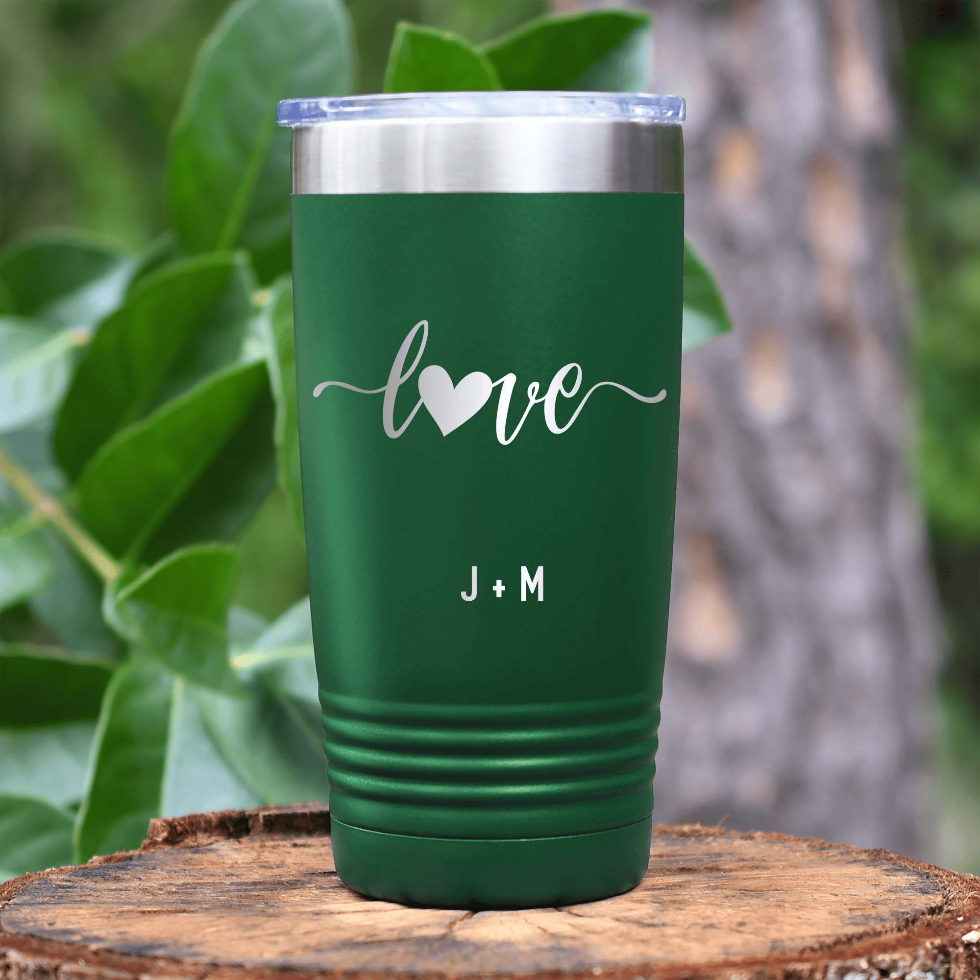 Green Valentines Day Tumbler With Love Script Design