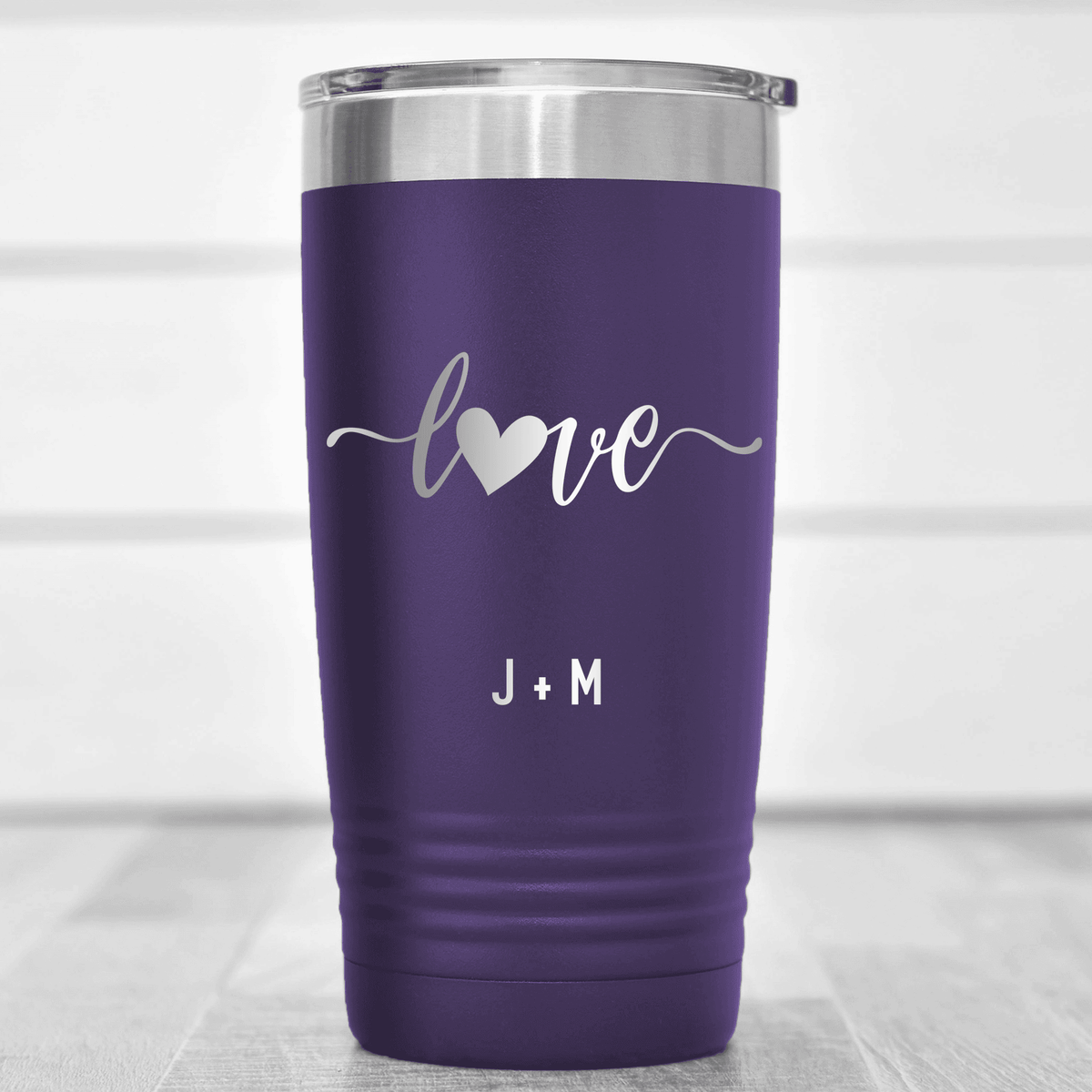 Purple Valentines Day Tumbler With Love Script Design