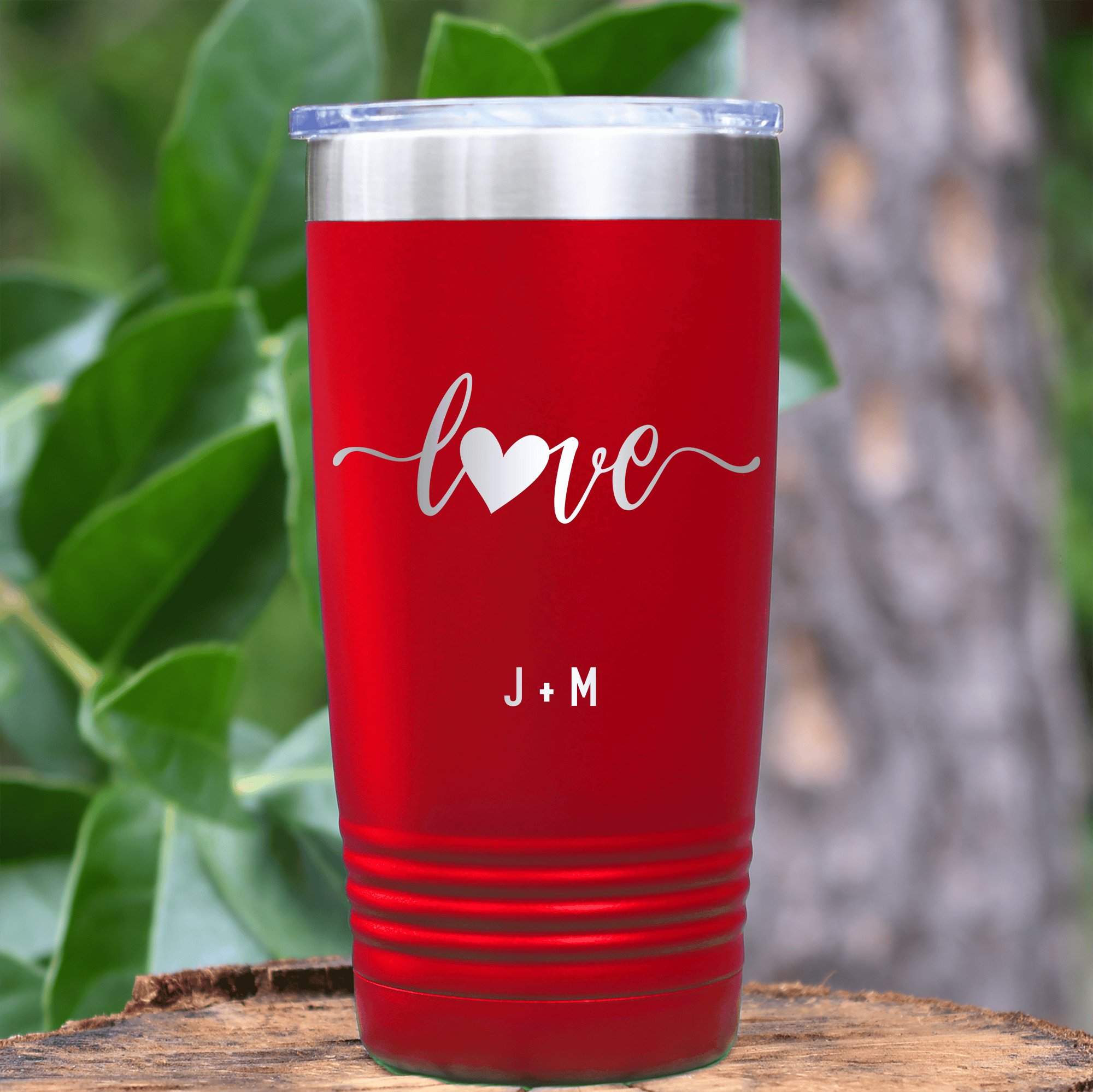 Red Valentines Day Tumbler With Love Script Design