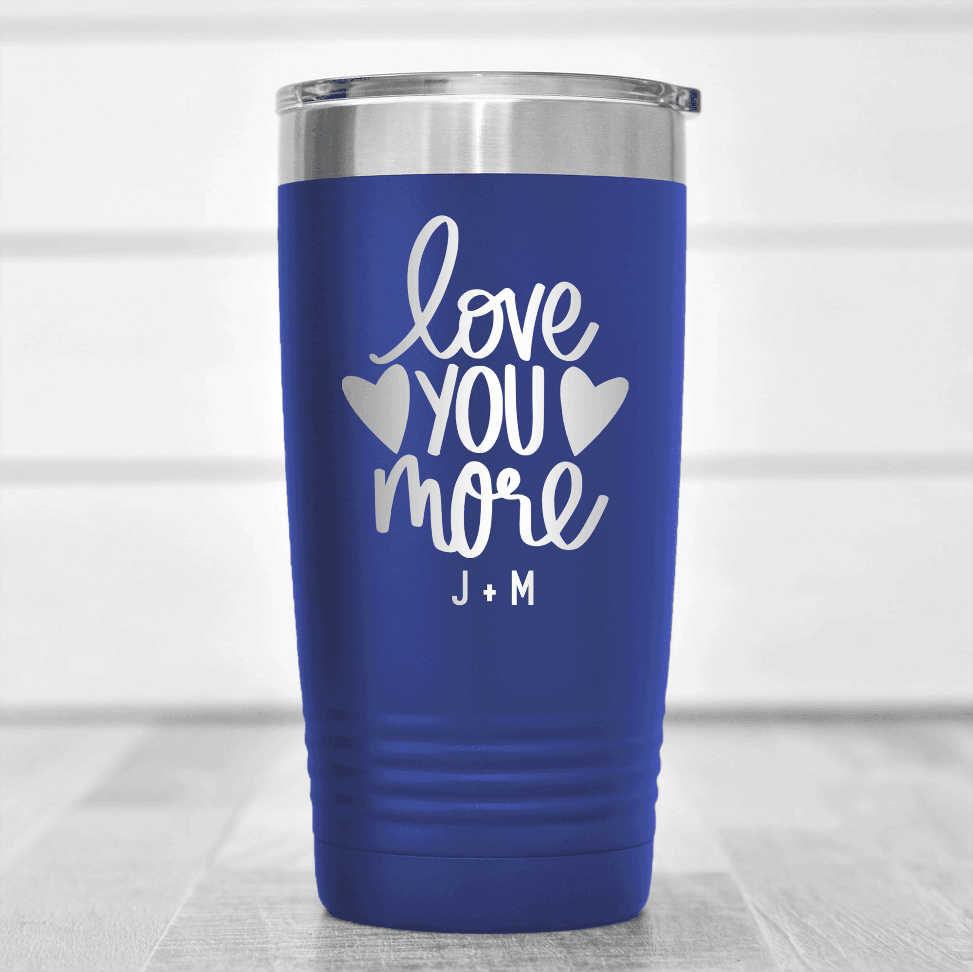 Blue Valentines Day Tumbler With Love You More Design