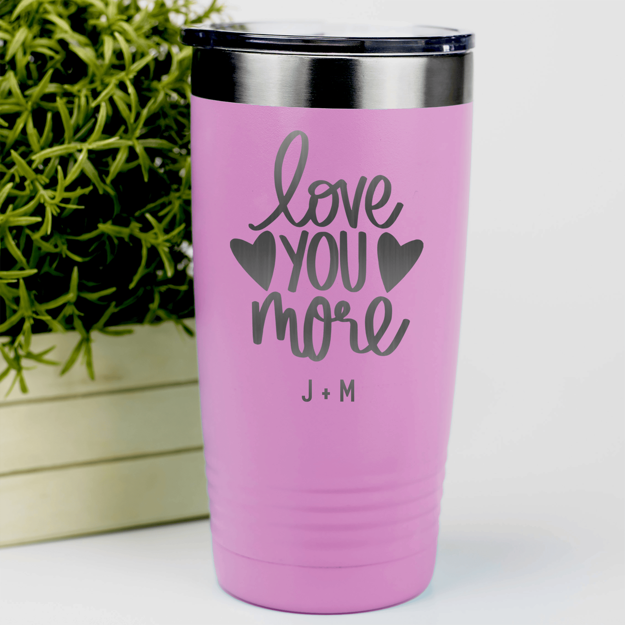 Pink Valentines Day Tumbler With Love You More Design